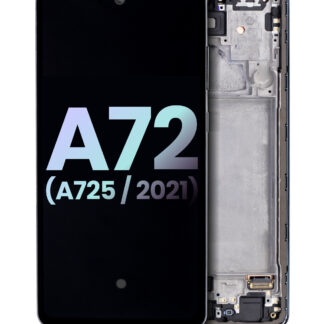 OLED Display mit Rahmen für Samsung A72 (A725 / 2021) (Service Pack) (Awesome Black)