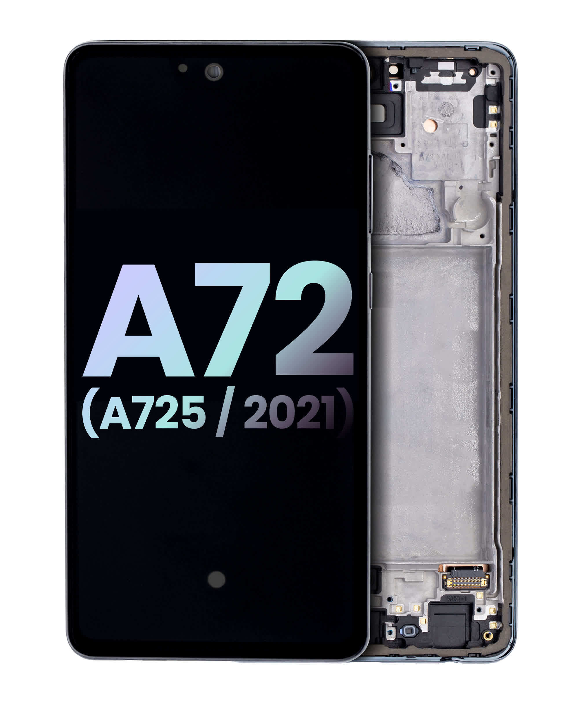OLED Display mit Rahmen für Samsung A72 (A725 / 2021) (Service Pack) (Awesome Black)