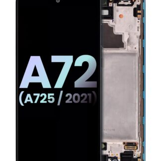 OLED Display mit Rahmen für Samsung A72 (A725 / 2021) (Service Pack) (Awesome Blue)