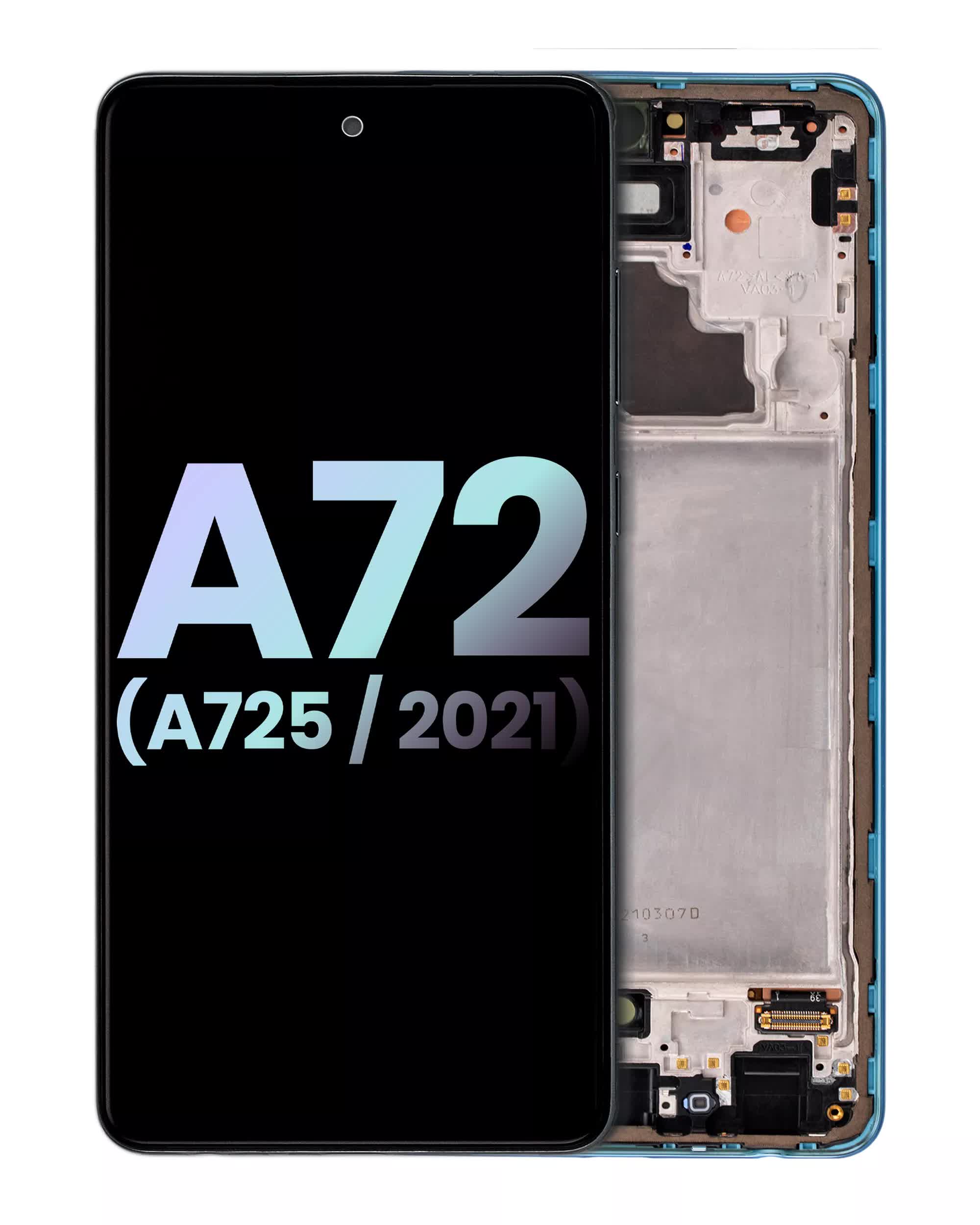 OLED Display mit Rahmen für Samsung A72 (A725 / 2021) (Service Pack) (Awesome Blue)