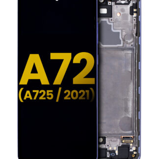 OLED Display mit Rahmen für Samsung Galaxy A72 (A725 / 2021) (professionell aufgearbeitet) (Awesome Violet)