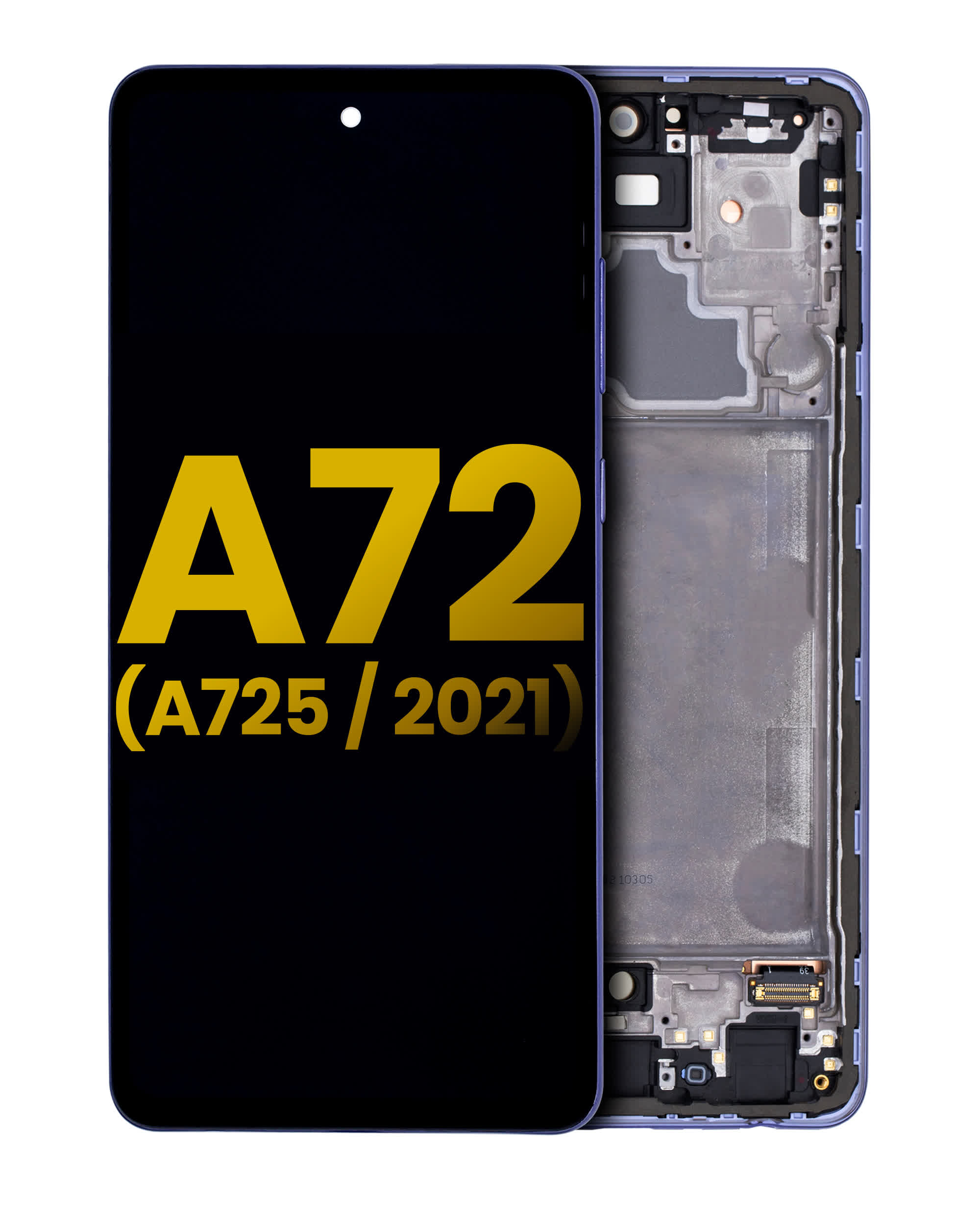 OLED Display mit Rahmen für Samsung Galaxy A72 (A725 / 2021) (professionell aufgearbeitet) (Awesome Violet)