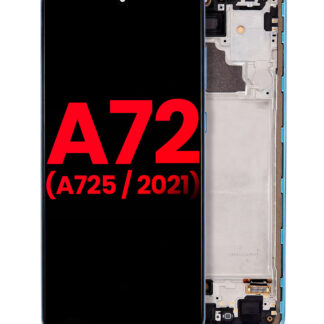OLED Display mit Rahmen für Samsung A72 (A725 / 2021) (6.67") (Aftermarket Plus) (Awesome Blue)