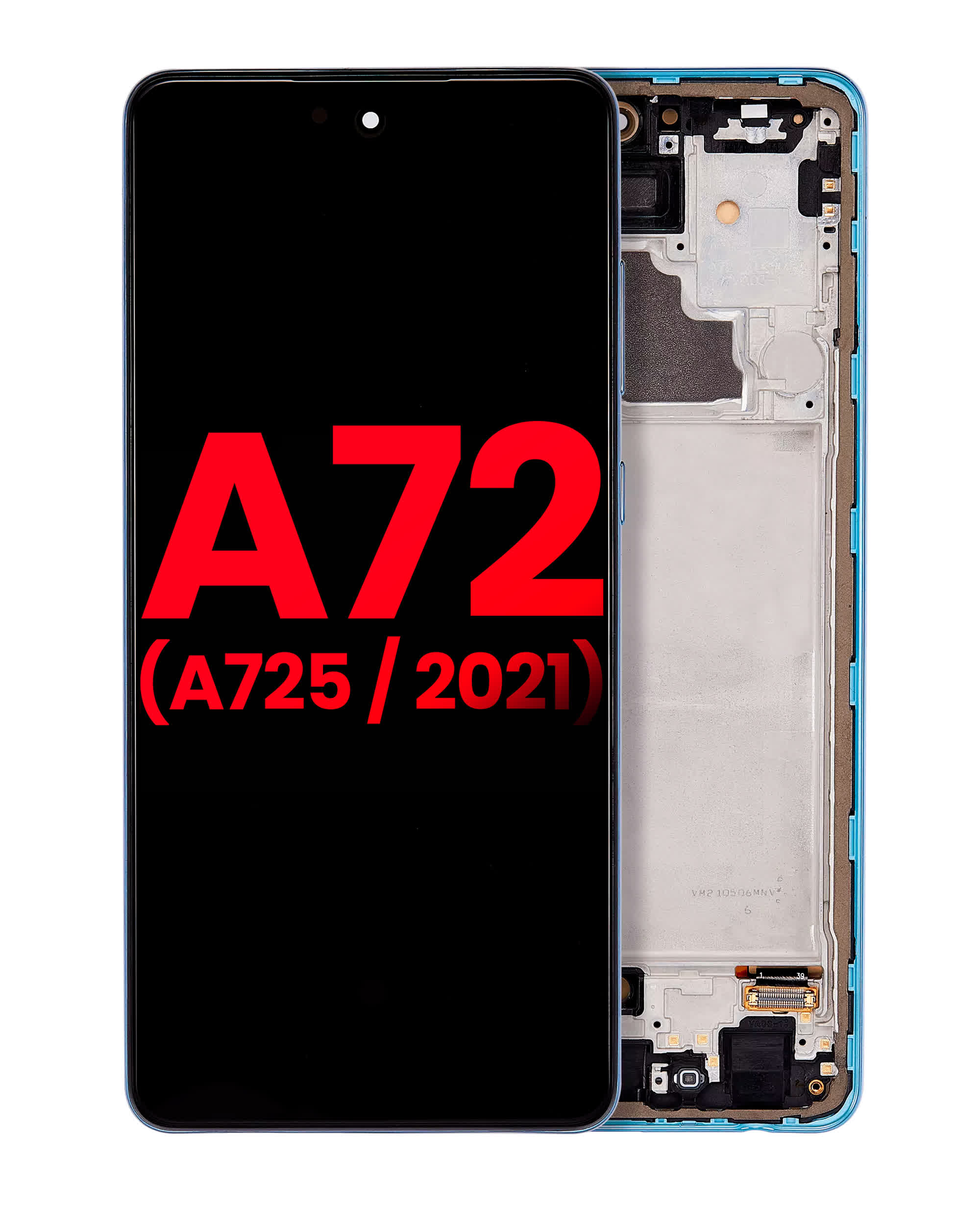 OLED Display mit Rahmen für Samsung A72 (A725 / 2021) (6.67") (Aftermarket Plus) (Awesome Blue)