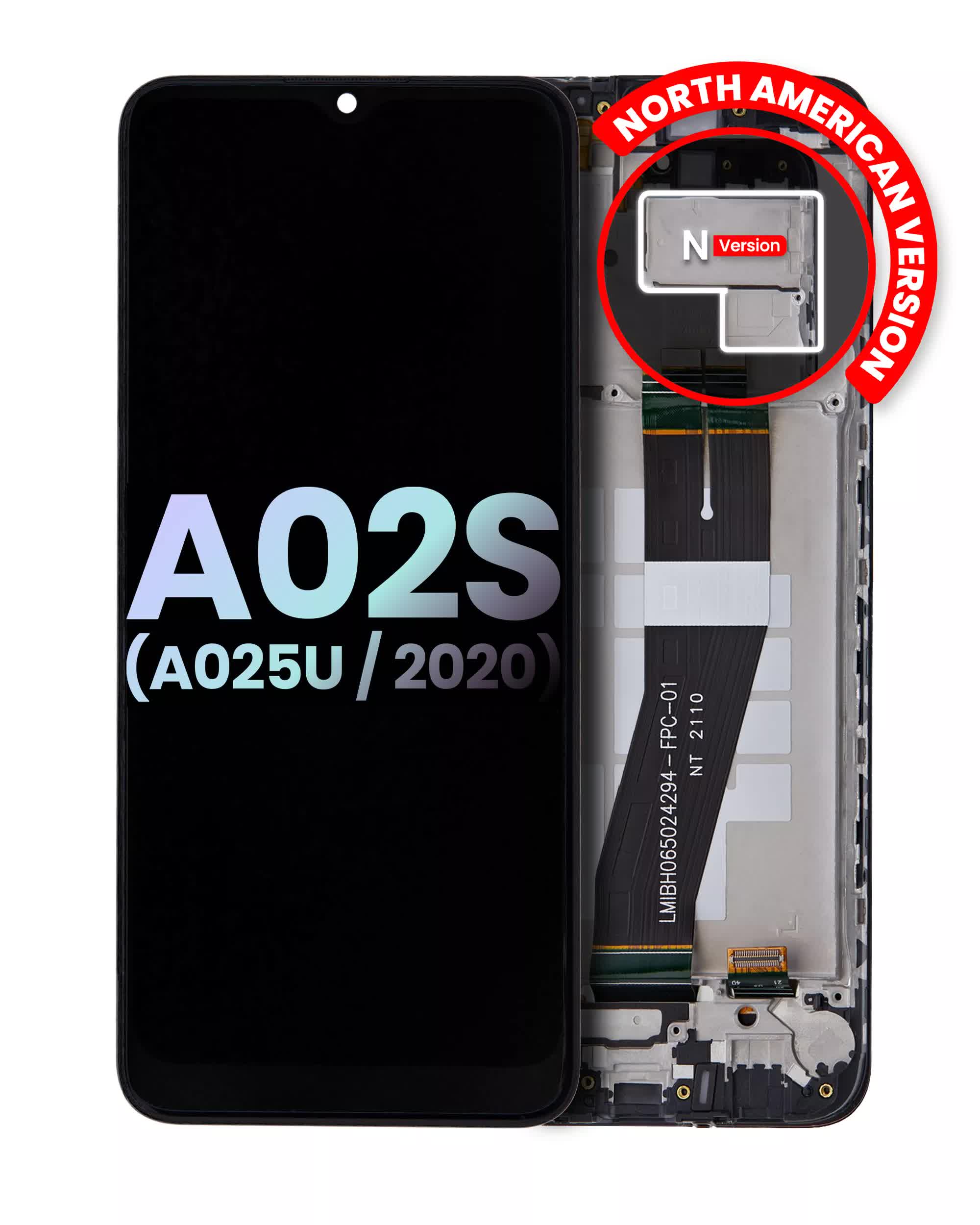 LCD Display mit Rahmen für Samsung Galaxy A02S (A025U / 2020) (US-Version) (Service Pack)