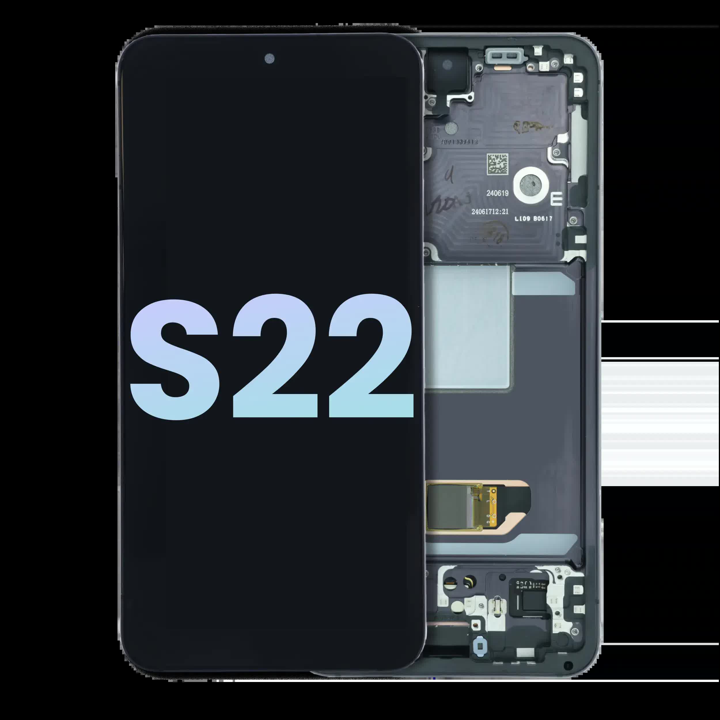 OLED Display mit Rahmen für Samsung Galaxy S22 5G (Service Pack) (Phantom Black)