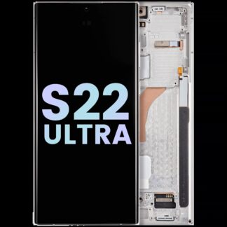 OLED Display mit Rahmen für Samsung Galaxy S22 Ultra 5G (Service Pack) (Phantom White)