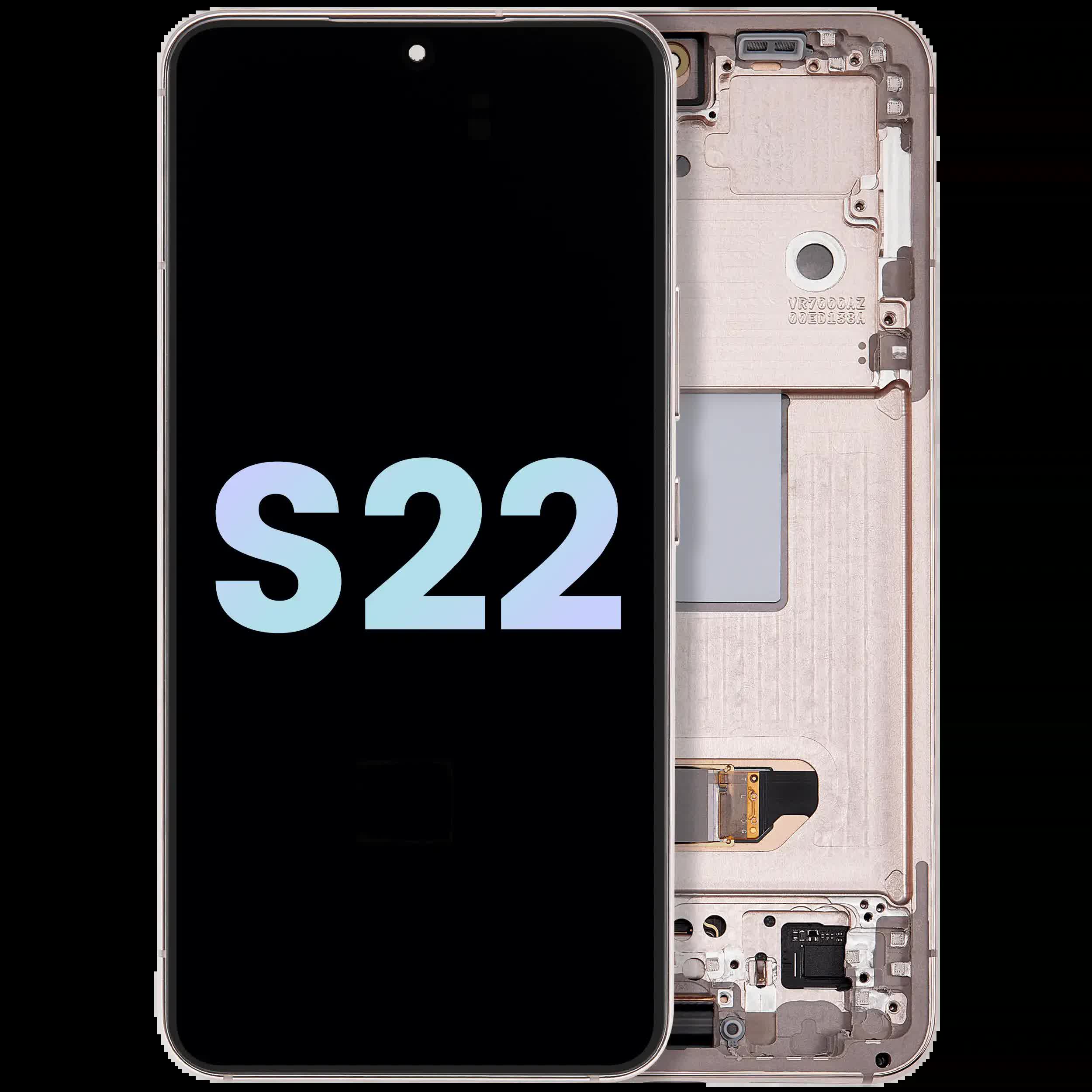 OLED Display mit Rahmen für Samsung Galaxy S22 5G (Service Pack) (Pink Gold)