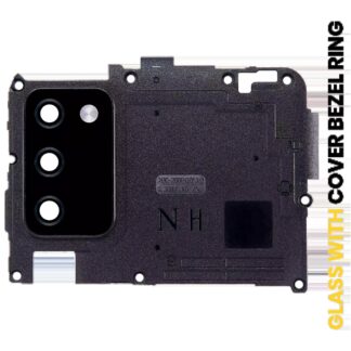 Rückkamera-Glas mit Abdeckung Blendenring für Samsung Galaxy A02S (A025 / 2020) (N Version) (Black (Schwarz))