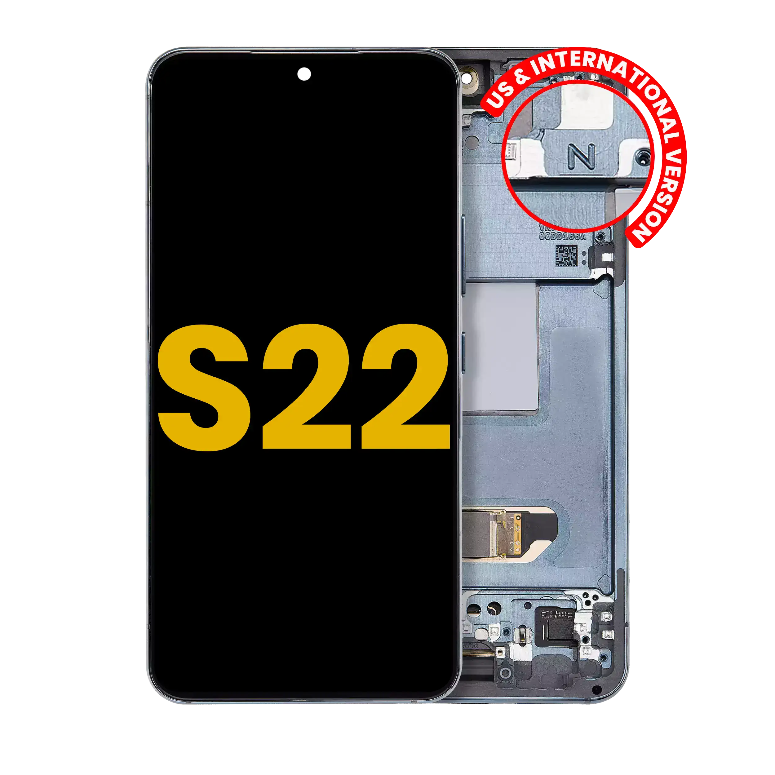 OLED Display mit Rahmen für Samsung Galaxy S22 5G (ausgebautes Originalteil: Grade B/C) (Phantom Black) – Bild 3