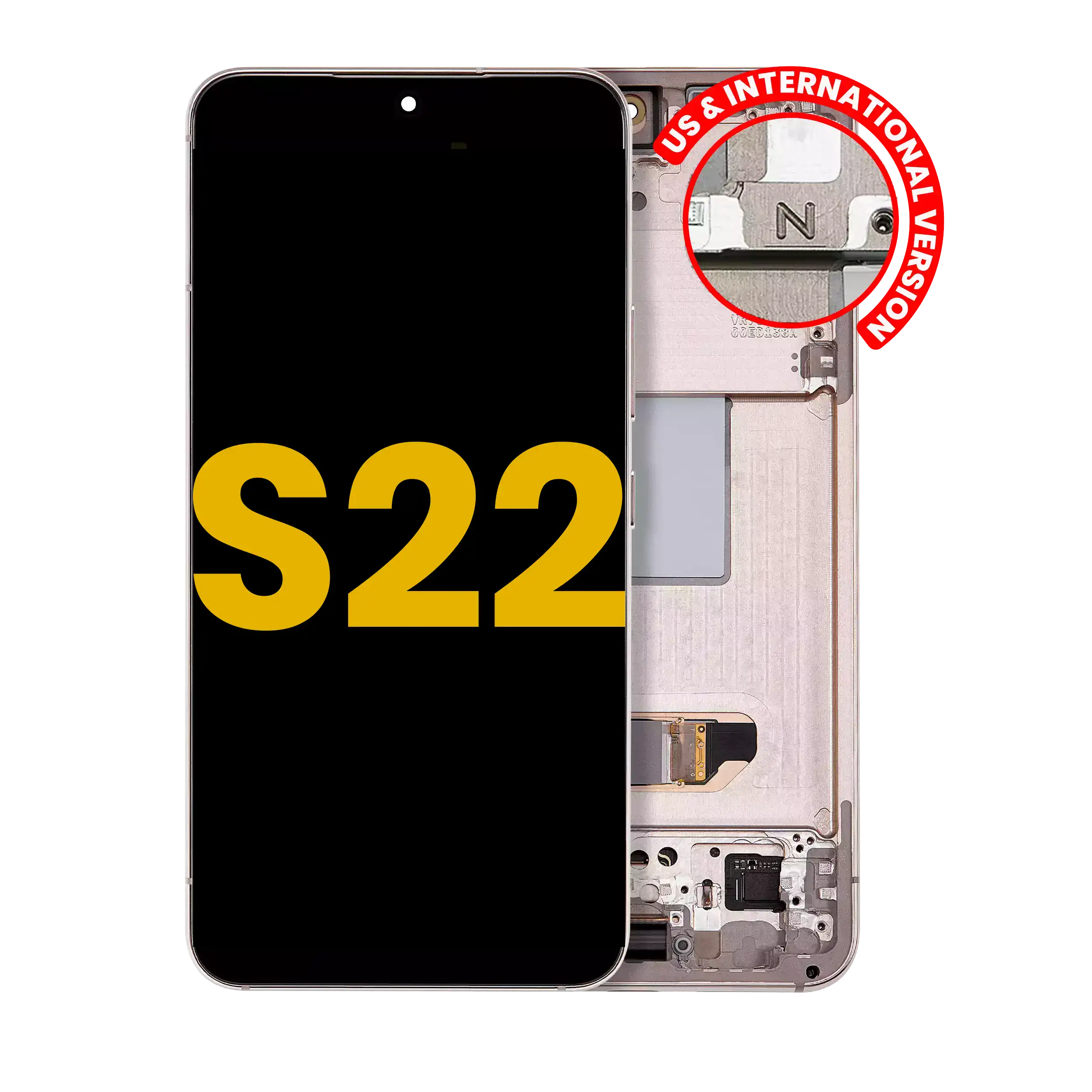 OLED Display mit Rahmen für Samsung Galaxy S22 5G (ausgebautes Originalteil: Grade B/C) (Phantom Black) – Bild 4