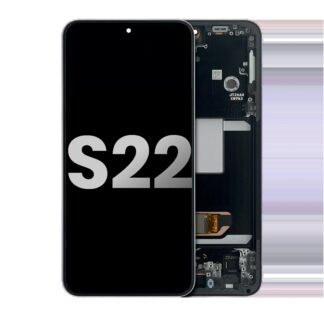 OLED Display mit Rahmen für Samsung Galaxy S22 5G (ausgebautes Originalteil: Grade B/C) (Phantom Black)