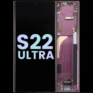 OLED Display mit Rahmen für Samsung Galaxy S22 Ultra 5G (Service Pack) (Burgundy)