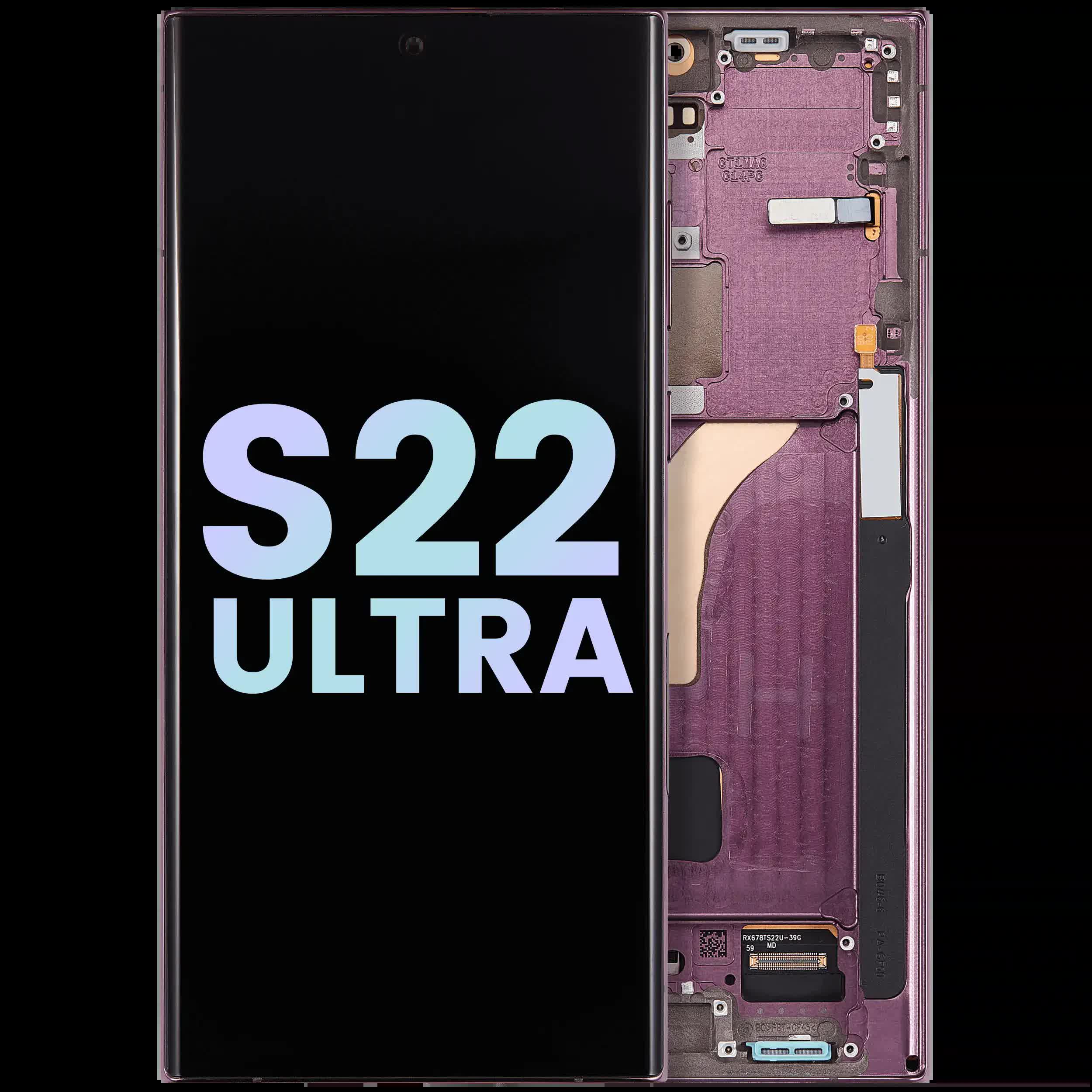 OLED Display mit Rahmen für Samsung Galaxy S22 Ultra 5G (Service Pack) (Burgundy)