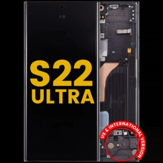 OLED Display mit Rahmen für Samsung Galaxy S22 Ultra 5G (US & International Version) (professionell aufgearbeitet) (Phantom Black)
