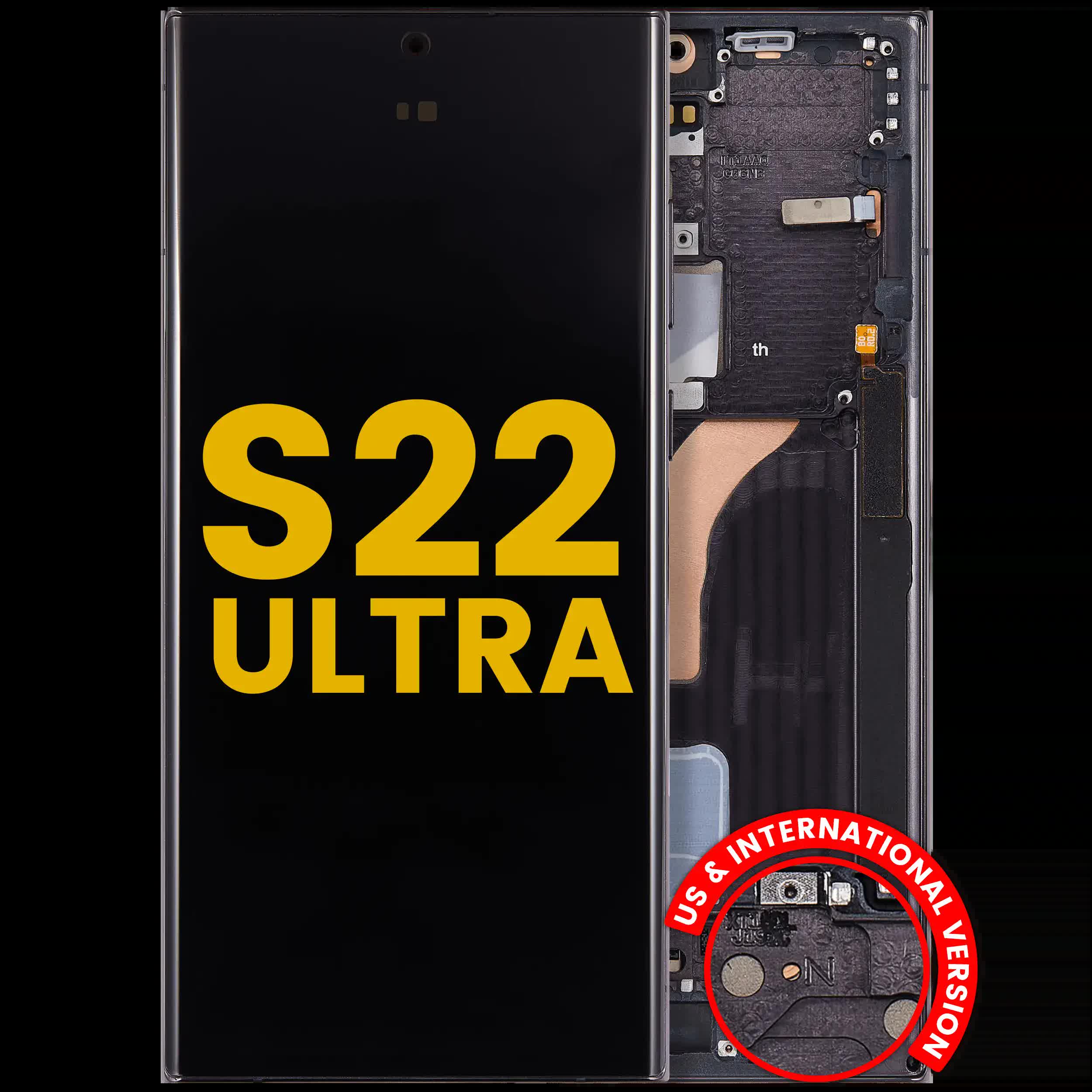 OLED Display mit Rahmen für Samsung Galaxy S22 Ultra 5G (US & International Version) (professionell aufgearbeitet) (Phantom Black)