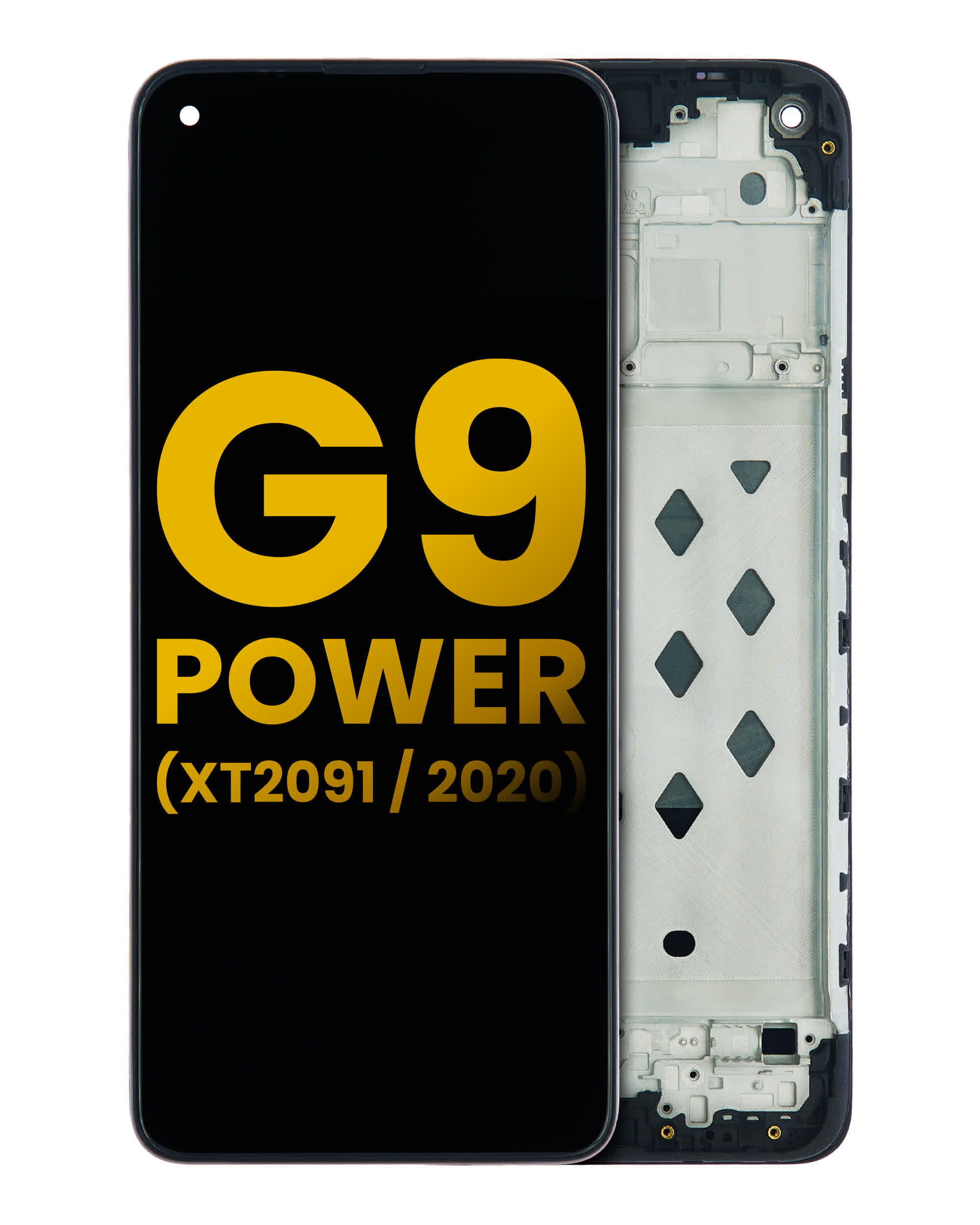 LCD Display mit Rahmen für Motorola Moto G9 Power (XT2091 / 2020) (professionell aufgearbeitet)