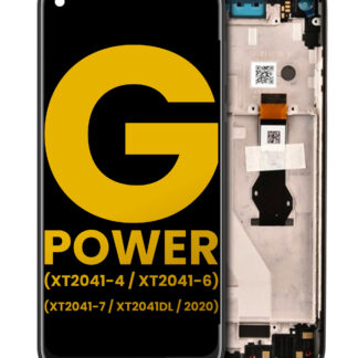 LCD Display mit Rahmen für Motorola Moto G Power (XT2041-4 / XT2041-6 / XT2041-7 / XT2041DL / 2020) (professionell aufgearbeitet) (Smoke Black)