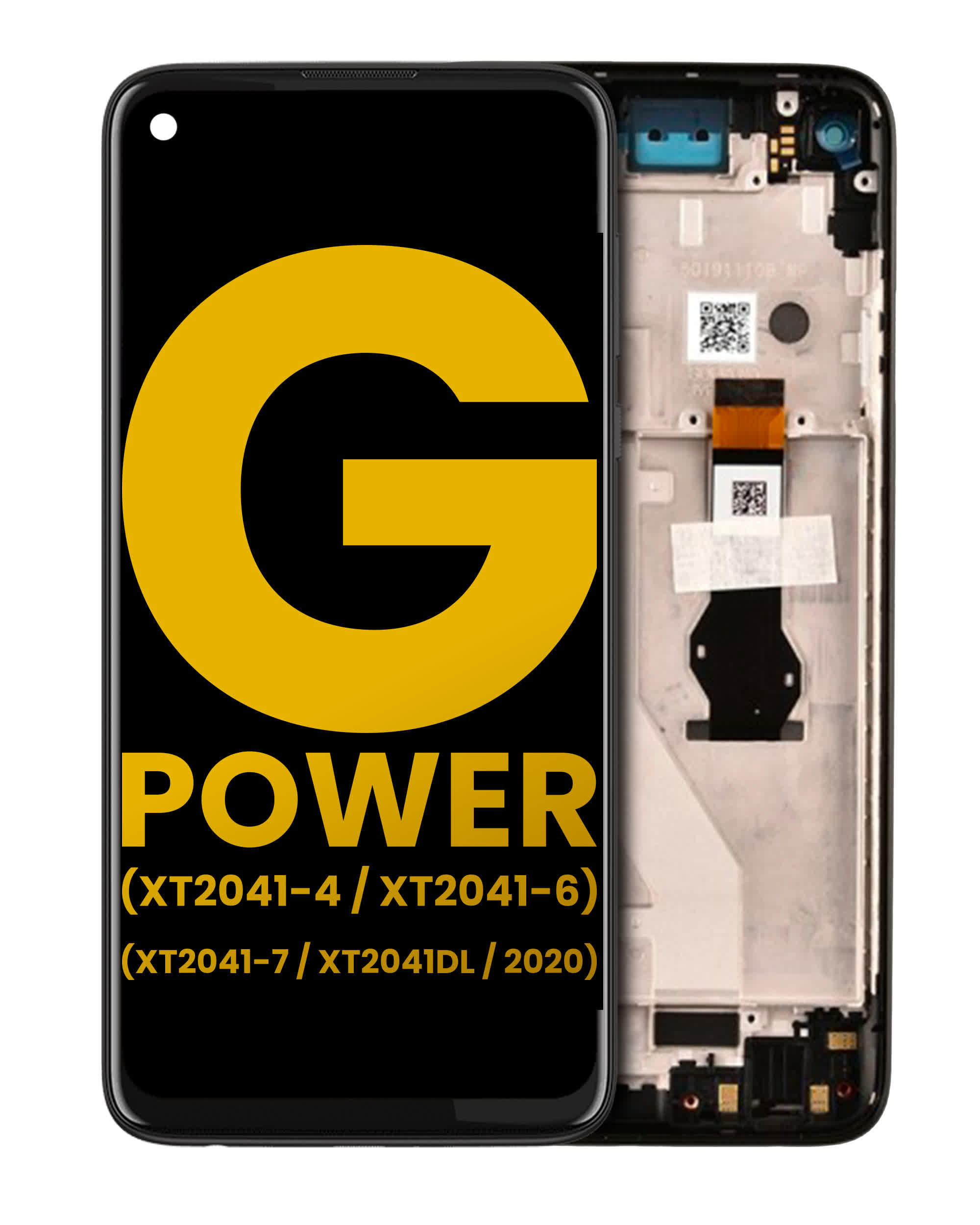 LCD Display mit Rahmen für Motorola Moto G Power (XT2041-4 / XT2041-6 / XT2041-7 / XT2041DL / 2020) (professionell aufgearbeitet) (Smoke Black)