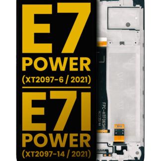 LCD Display mit Rahmen für Motorola Moto E7 Power (XT2097-6 / 2021) (professionell aufgearbeitet) (Black (Schwarz))