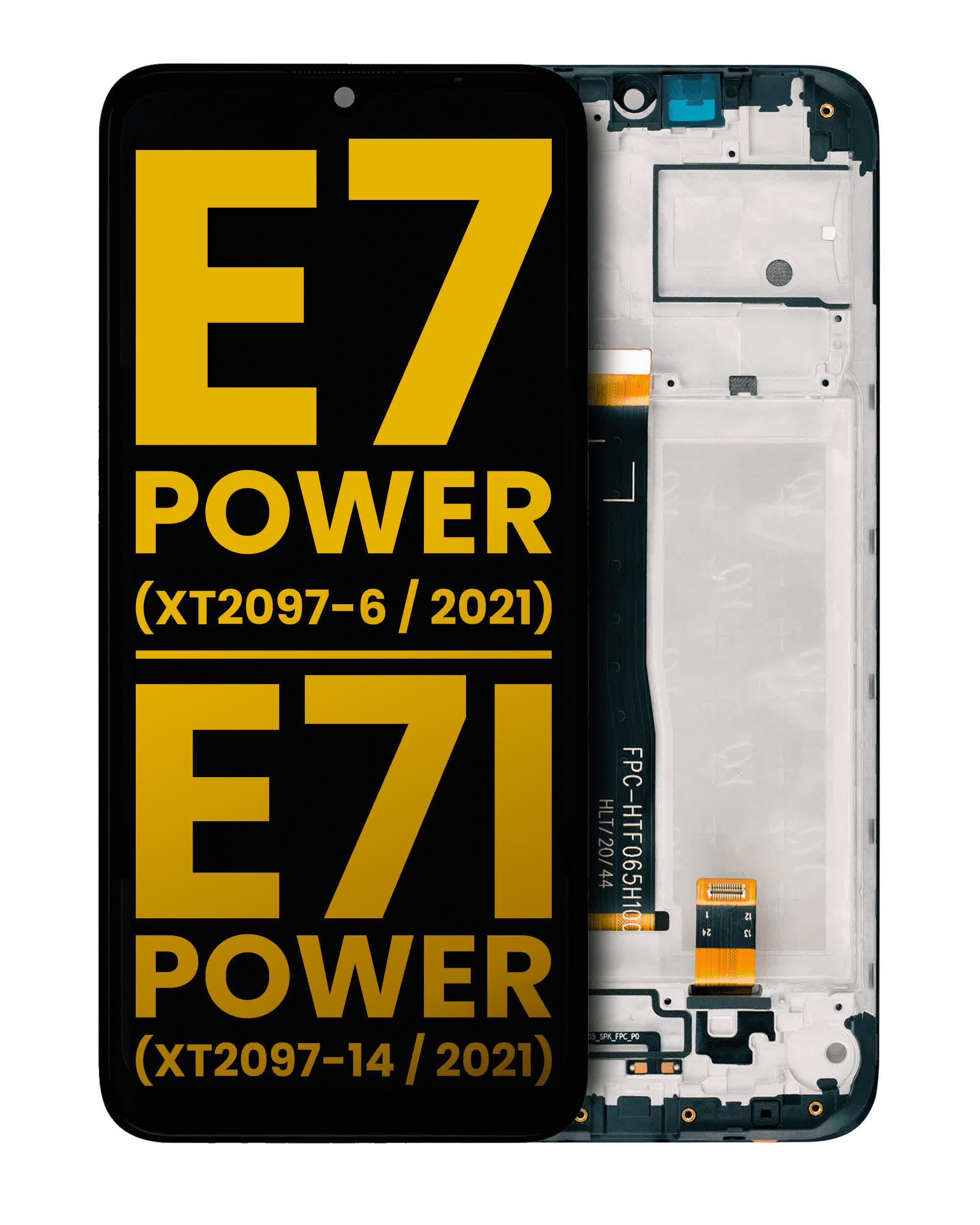 LCD Display mit Rahmen für Motorola Moto E7 Power (XT2097-6 / 2021) (professionell aufgearbeitet) (Black (Schwarz))