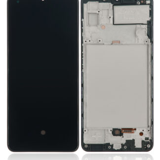 OLED Display mit Rahmen für Samsung Galaxy A32 4G (A325 / 2021) (Aftermarket Plus) (Awesome Black)