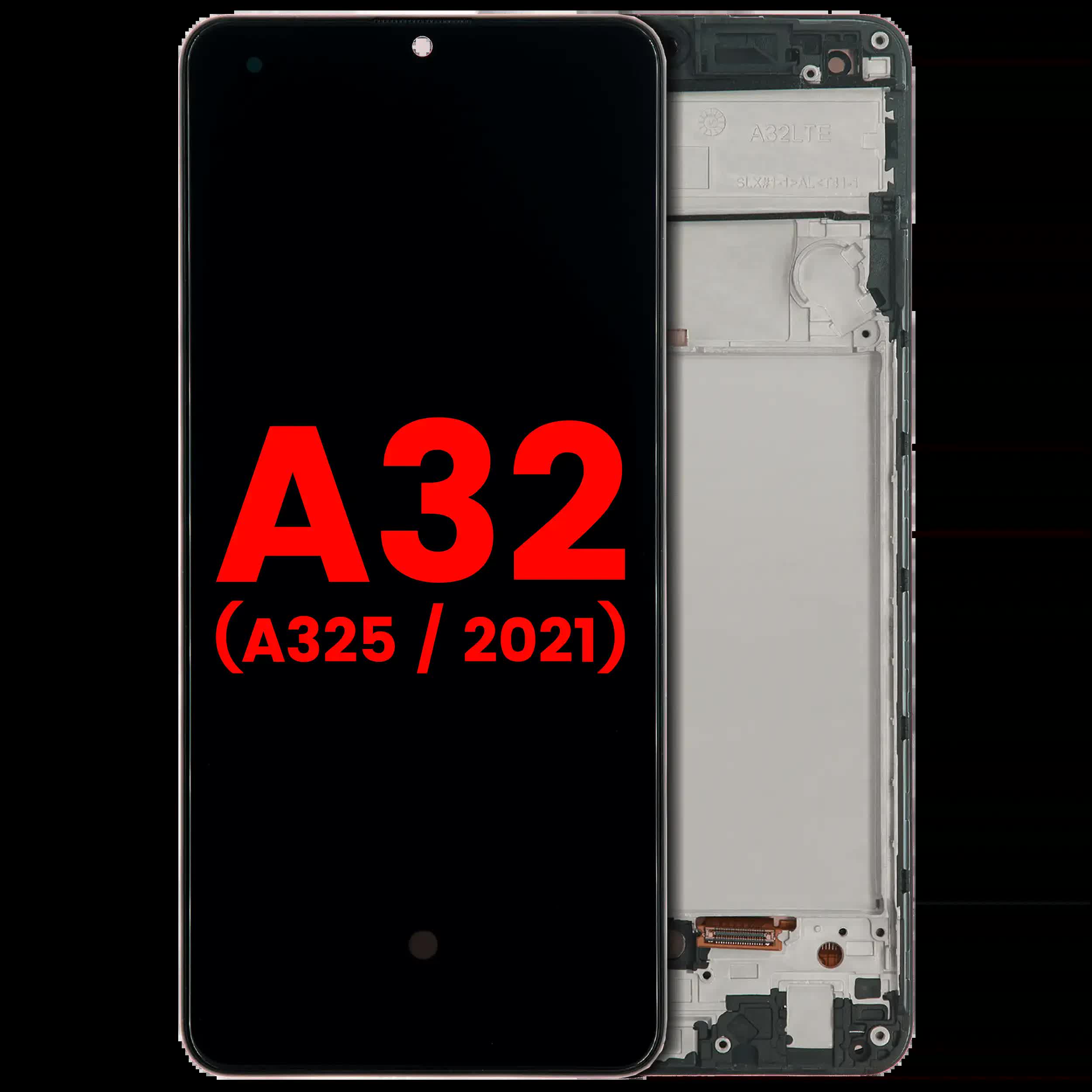 OLED Display mit Rahmen für Samsung Galaxy A32 4G (A325 / 2021) (Aftermarket Plus) (Awesome Black)
