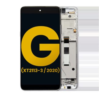 LCD Display mit Rahmen für Motorola Moto G 5G (XT2113-3 / 2020) (professionell aufgearbeitet) (Frosted Silver)