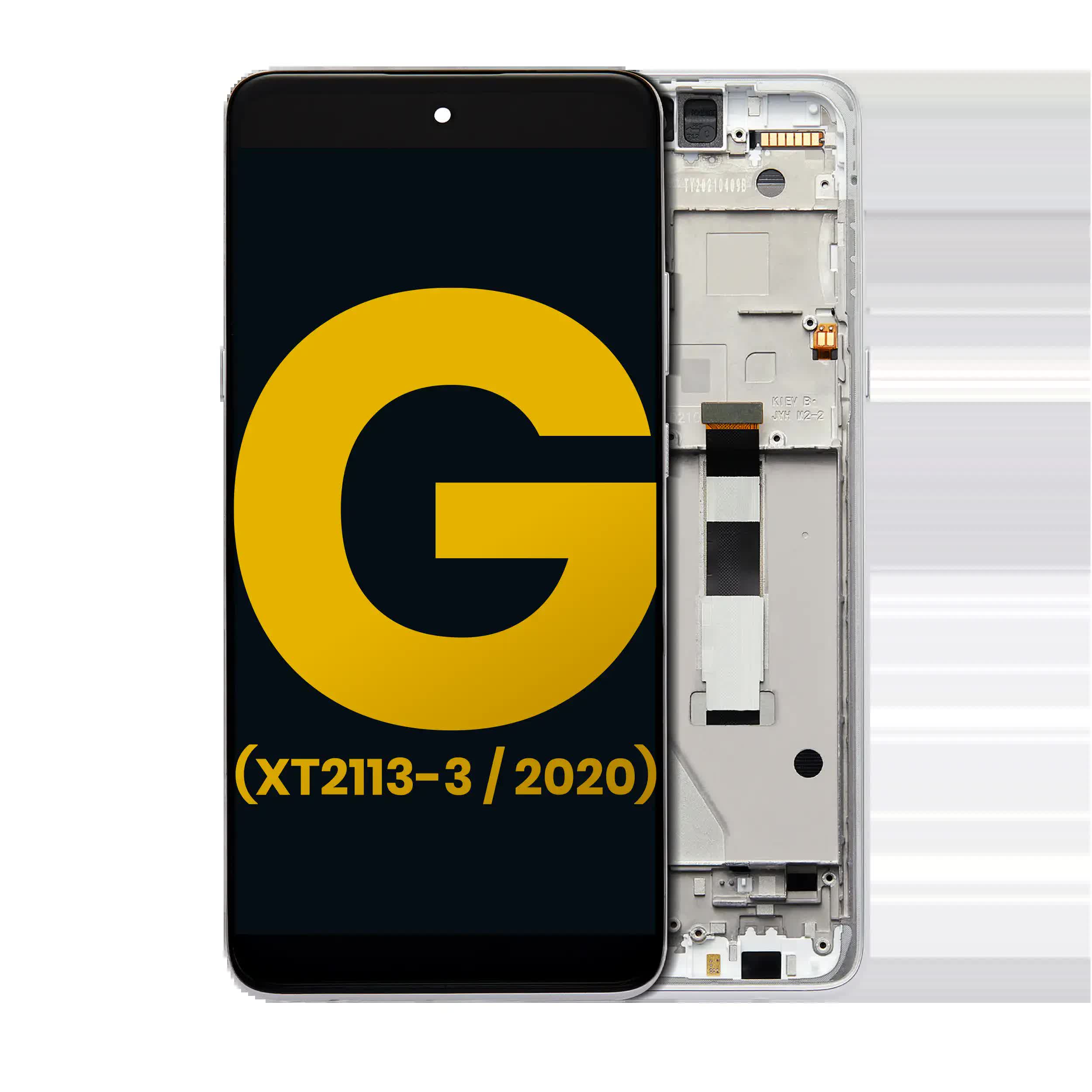 LCD Display mit Rahmen für Motorola Moto G 5G (XT2113-3 / 2020) (professionell aufgearbeitet) (Frosted Silver)