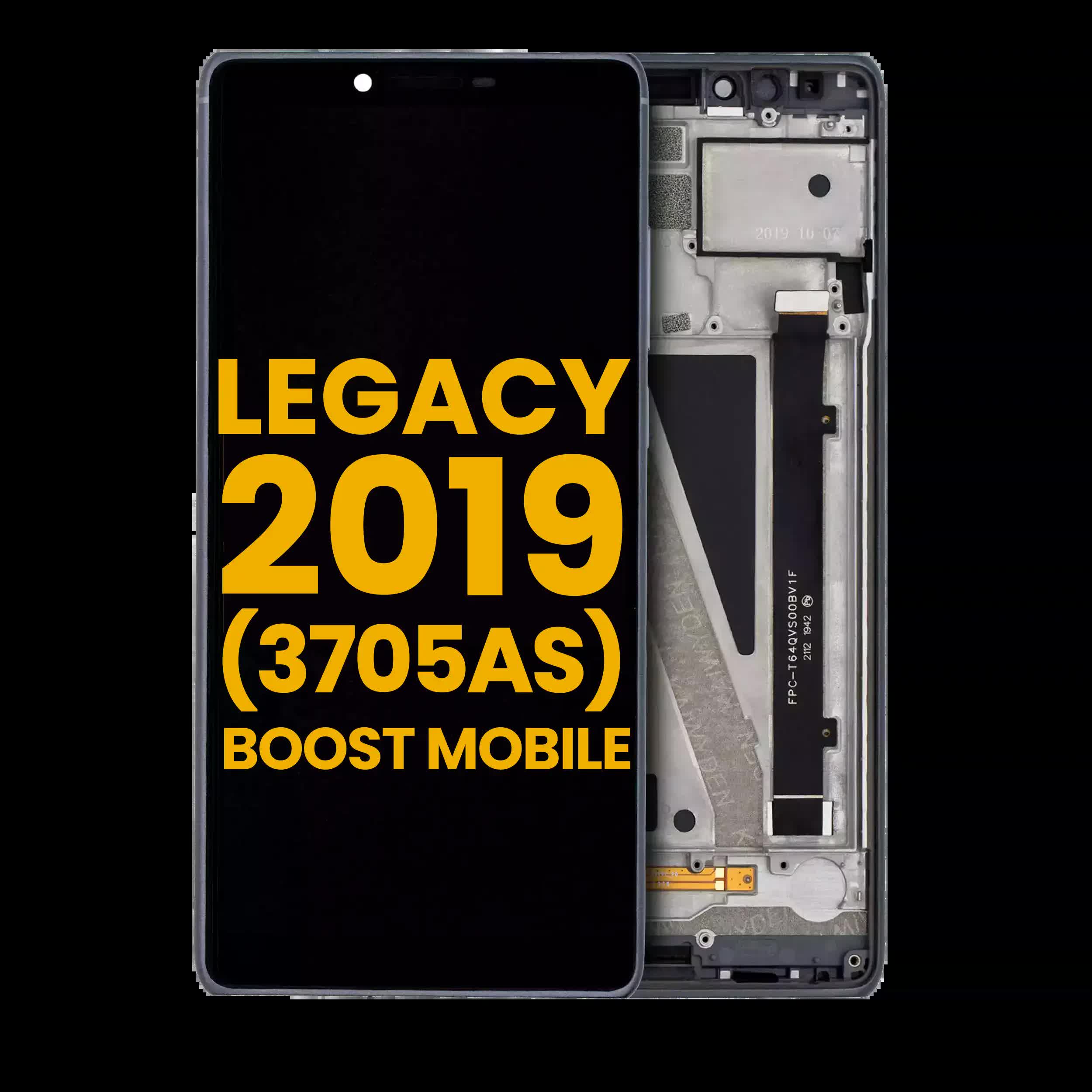 LCD Display mit Rahmen für Coolpad Legacy 2019 (3705AS / Boost Mobile Version) (professionell aufgearbeitet) (Black (Schwarz))