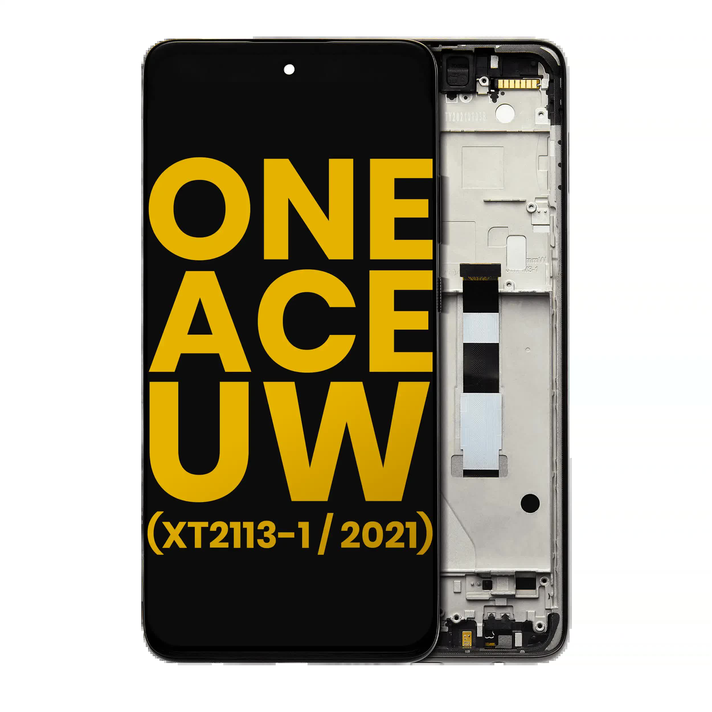 LCD Display mit Rahmen für Motorola One 5G Ace UW (XT2113-1 / 2021) (professionell aufgearbeitet) (Volcanic Gray)