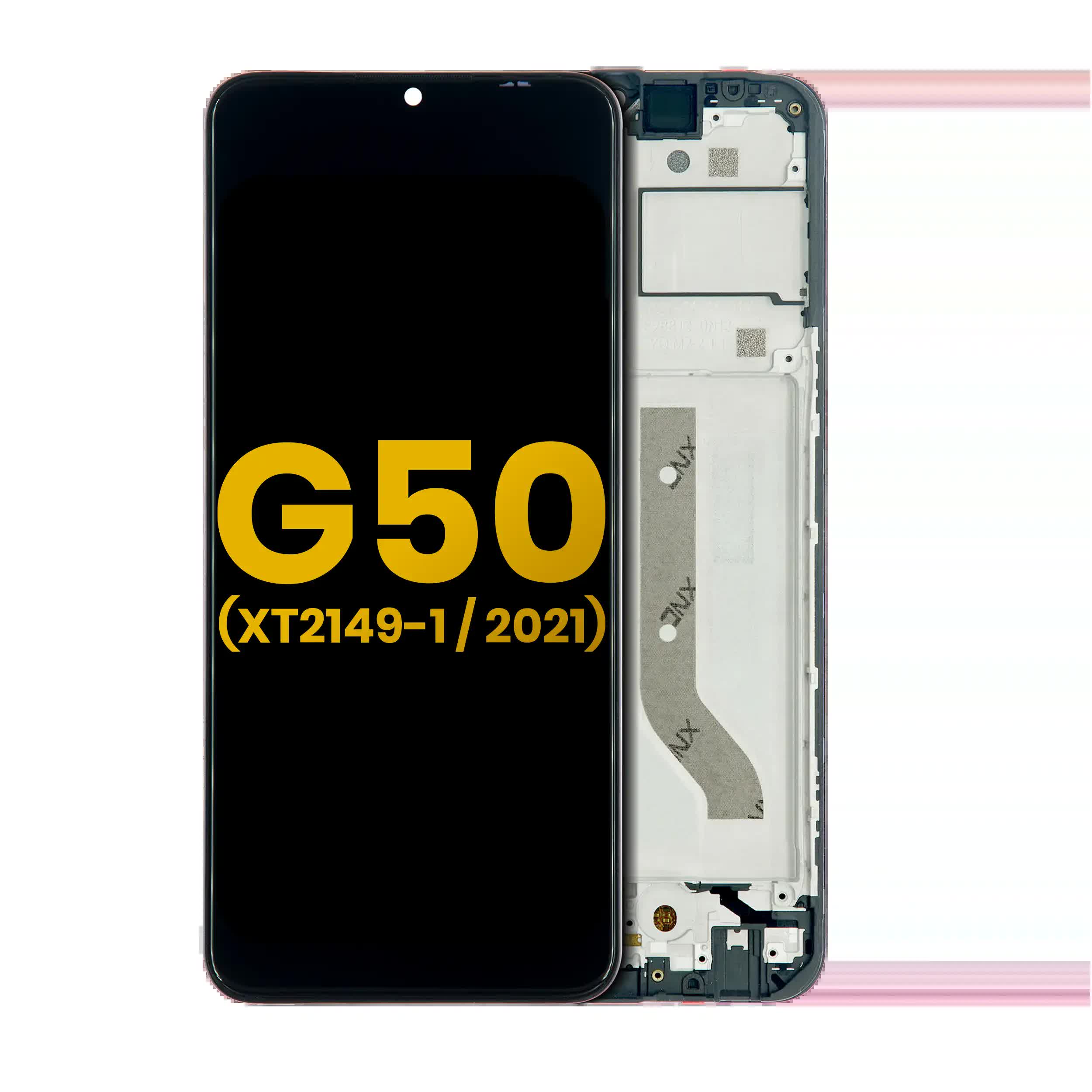 LCD Display mit Rahmen für Motorola Moto G50 5G (XT2149-1 / 2021) (professionell aufgearbeitet)