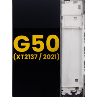 LCD Display mit Rahmen für Motorola Moto G50 (XT2137 / 2021) (professionell aufgearbeitet)