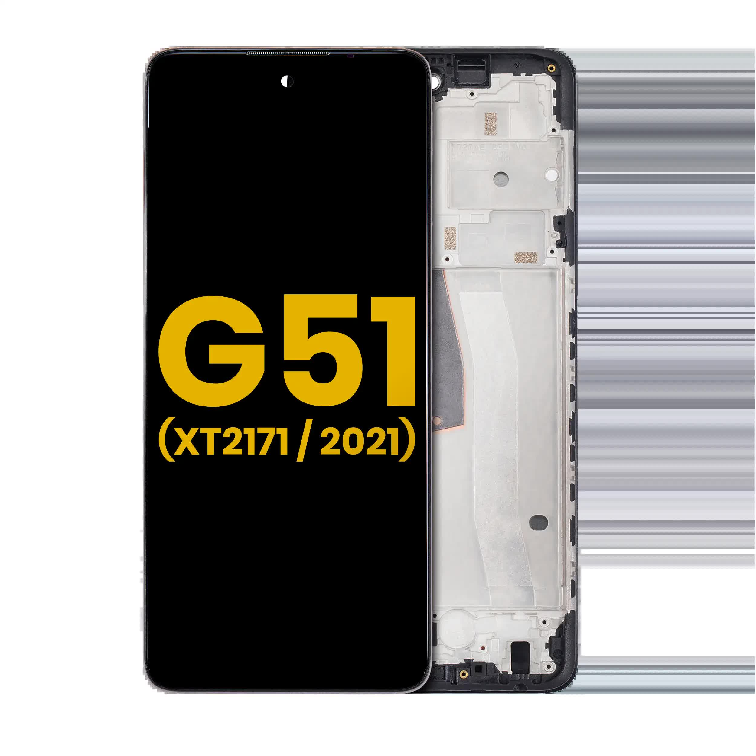 LCD Display mit Rahmen für Motorola Moto G51 5G (XT2171 / 2021) (professionell aufgearbeitet)