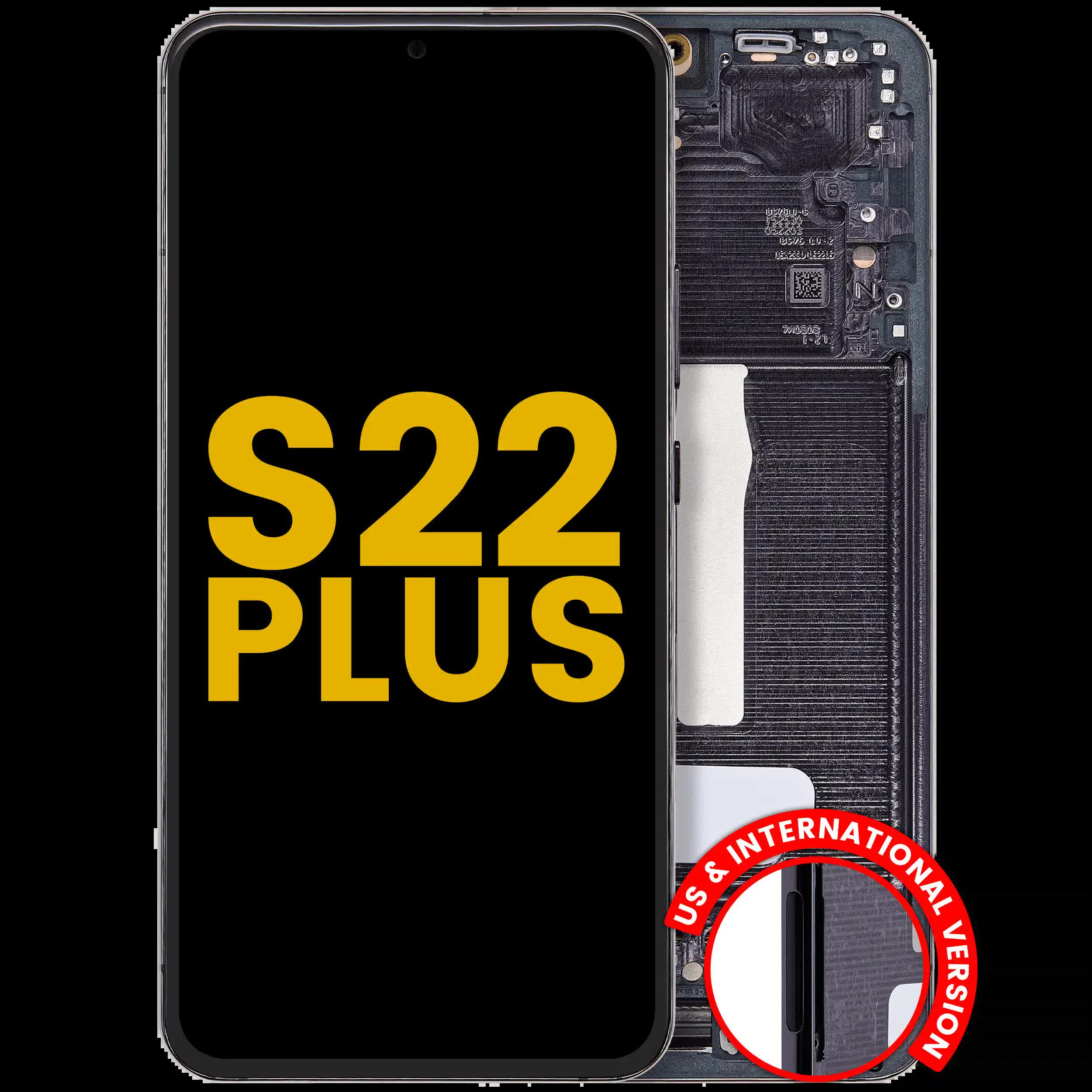 OLED Display mit Rahmen für Samsung Galaxy S22 Plus 5G (US & International Version) (professionell aufgearbeitet) (Phantom Black)