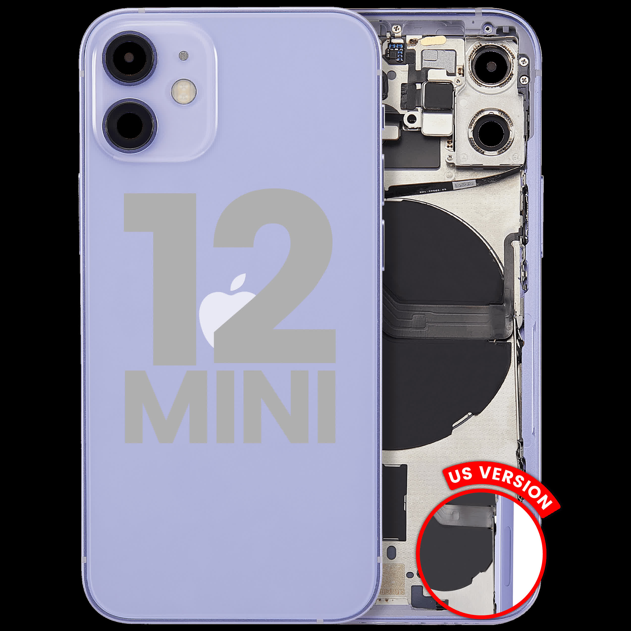 Rückgehäuse mit Kleinteilen für iPhone 12 Mini (US-Version) (ausgebautes Originalteil: Grade A) (Purple (Violett))