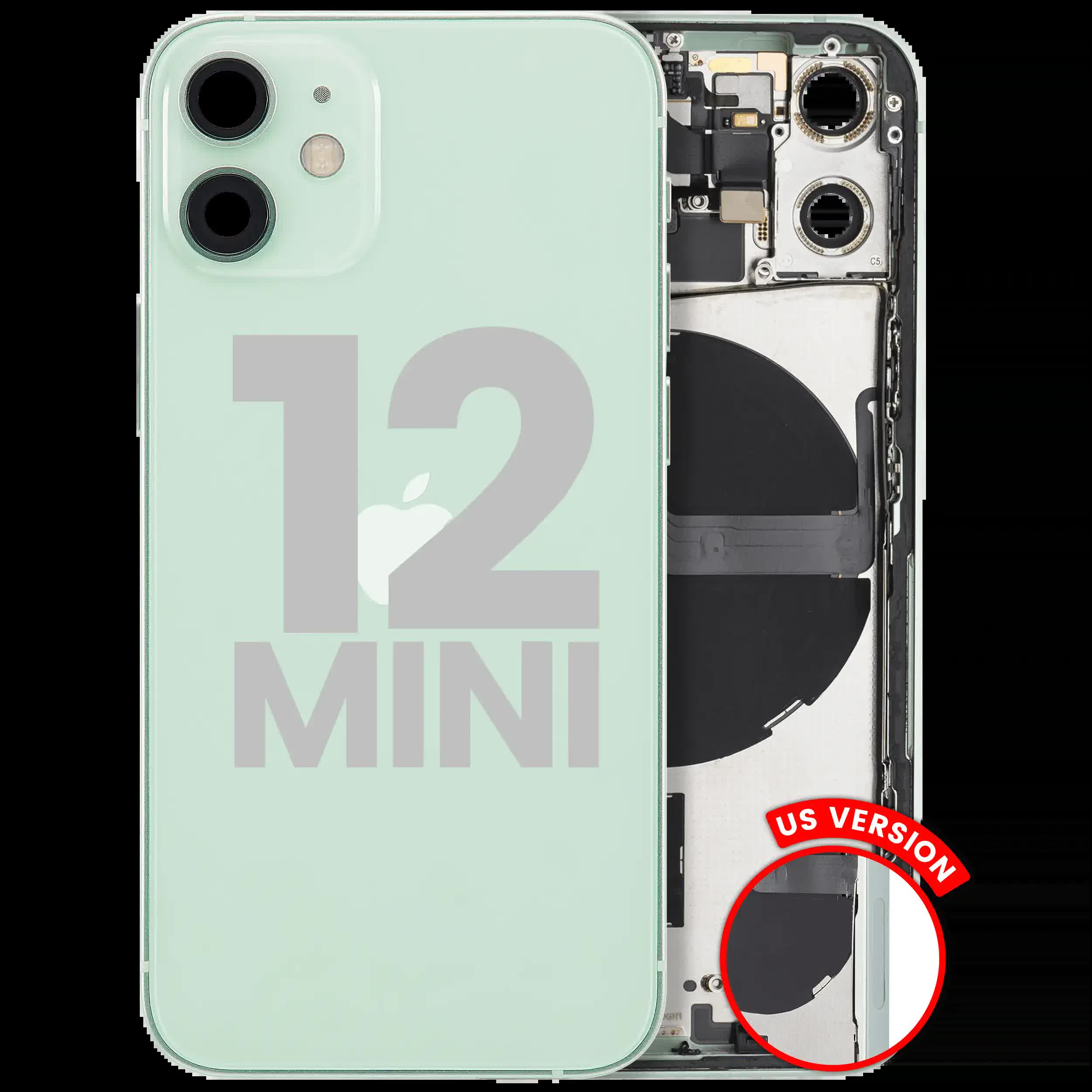 Rückgehäuse mit Kleinteilen für iPhone 12 Mini (US-Version) (ausgebautes Originalteil: Grade A) (Green (Grün))