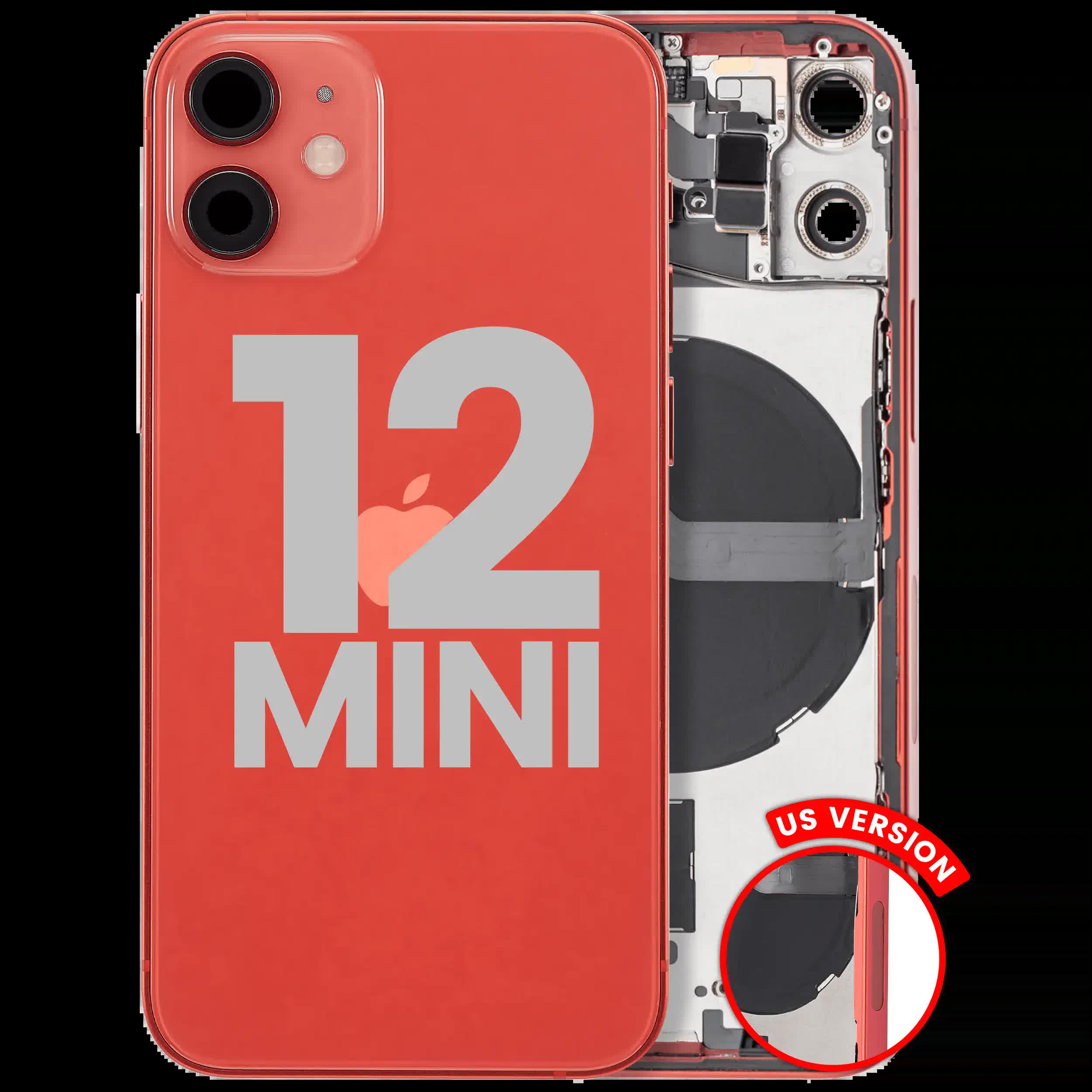 Rückgehäuse mit Kleinteilen für iPhone 12 Mini (US-Version) (ausgebautes Originalteil: Grade A) (Red (Rot))