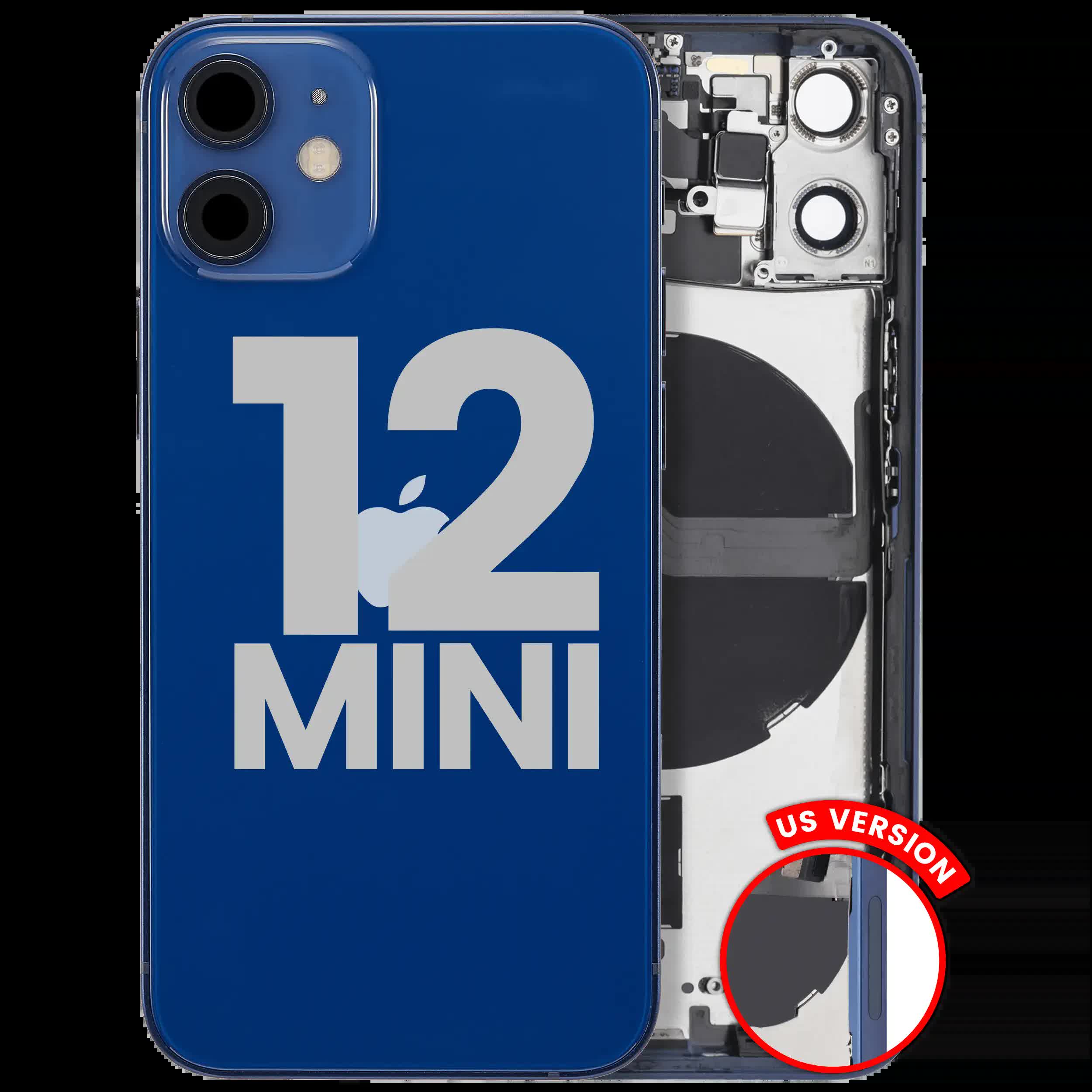 Rückgehäuse mit Kleinteilen für iPhone 12 Mini (US-Version) (ausgebautes Originalteil: Grade B) (Blue (Blau))