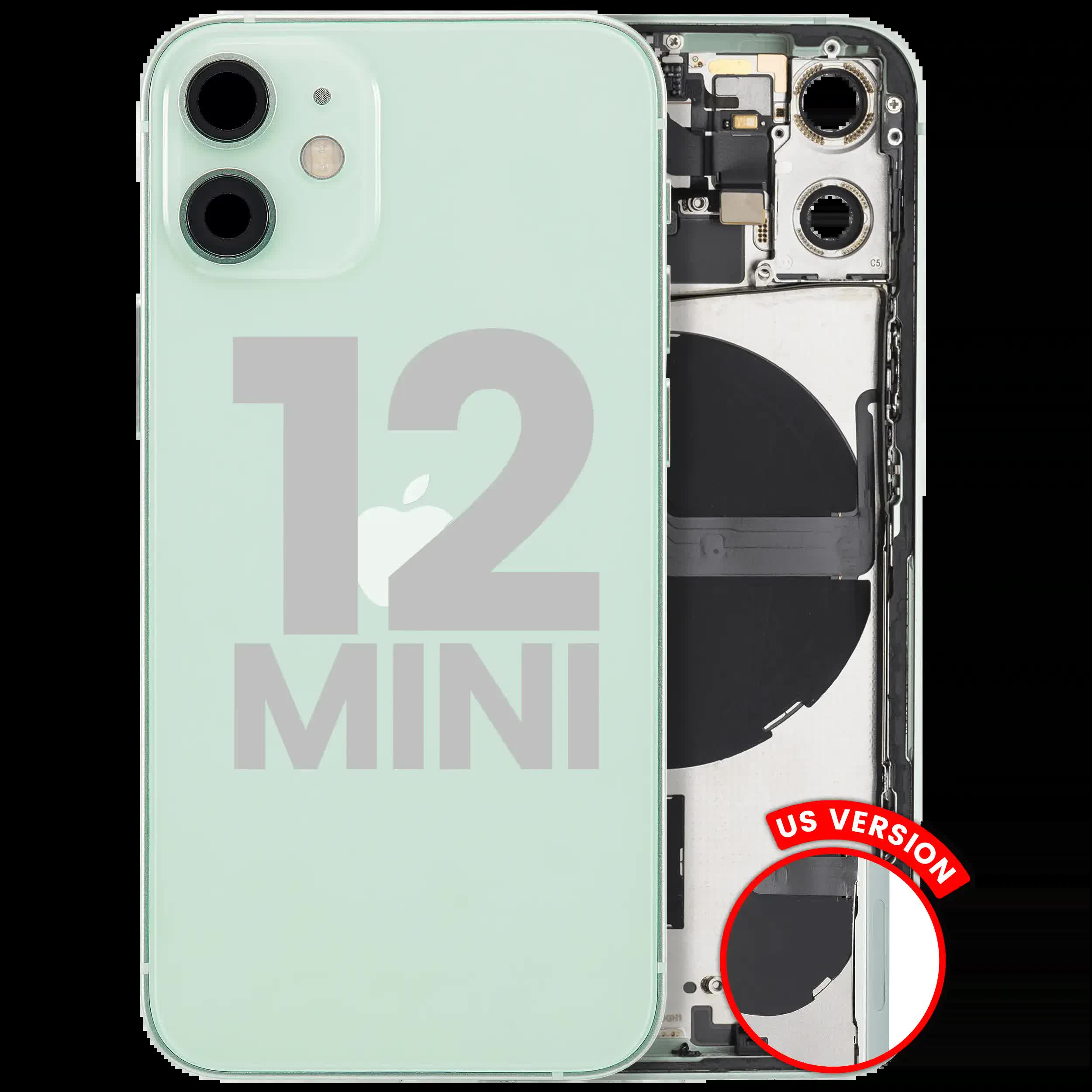 Rückgehäuse mit Kleinteilen für iPhone 12 Mini (US-Version) (ausgebautes Originalteil: Grade B) (Green (Grün))