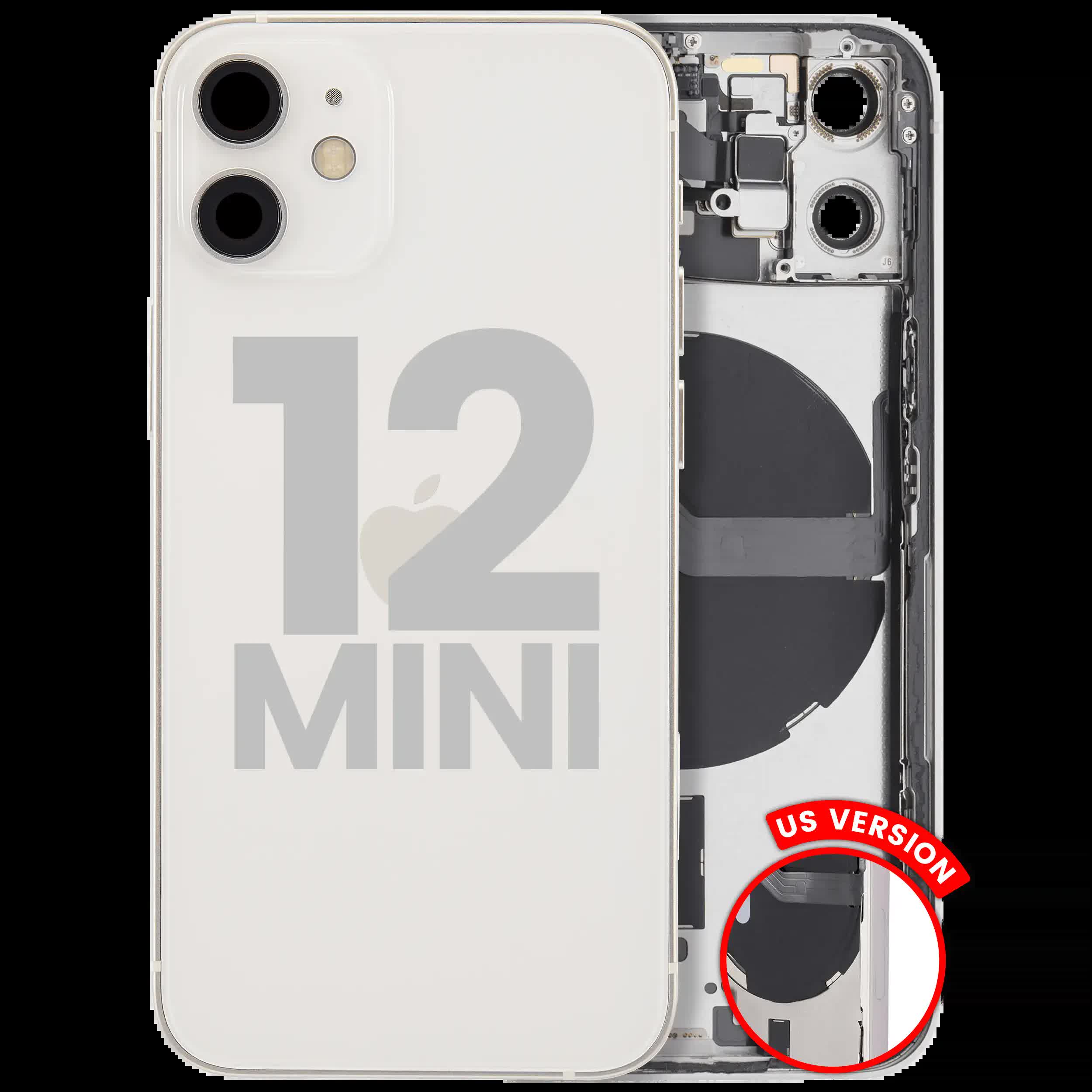Rückgehäuse mit Kleinteilen für iPhone 12 Mini (US-Version) (ausgebautes Originalteil: Grade B) (White (Weiß))