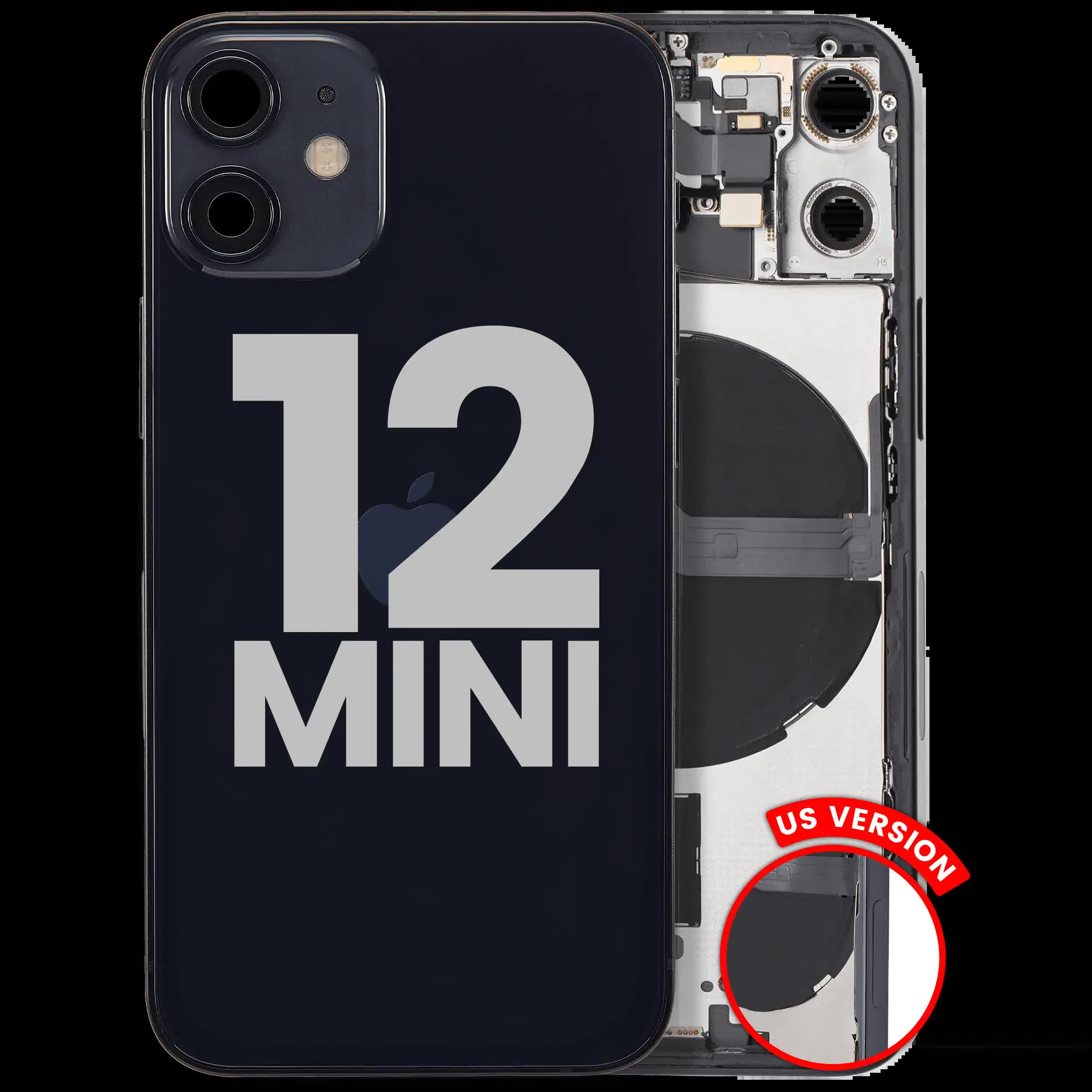 Rückgehäuse mit Kleinteilen für iPhone 12 Mini (US-Version) (ausgebautes Originalteil: Grade C) (Black (Schwarz))