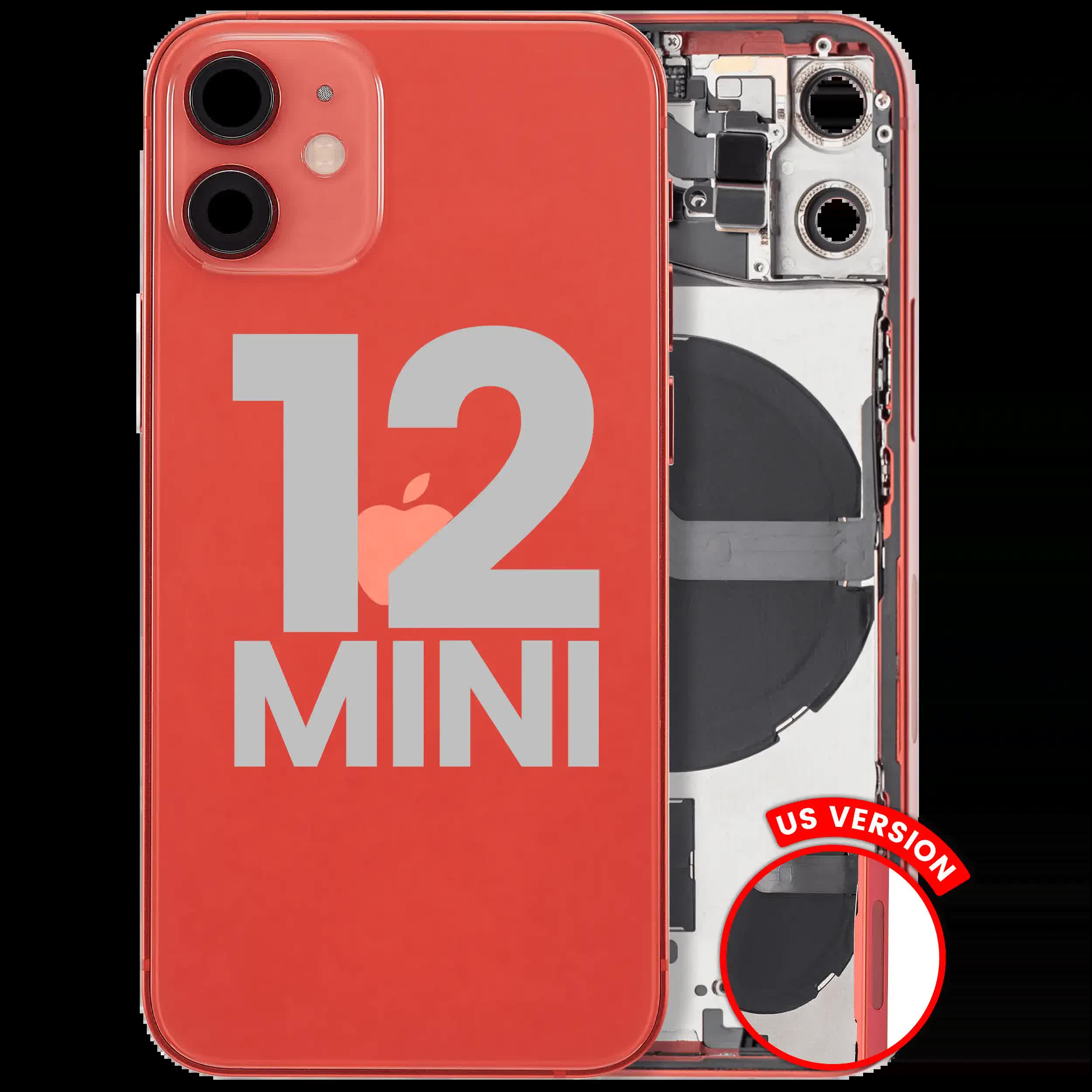 Rückgehäuse mit Kleinteilen für iPhone 12 Mini (US-Version) (ausgebautes Originalteil: Grade C) (Red (Rot))