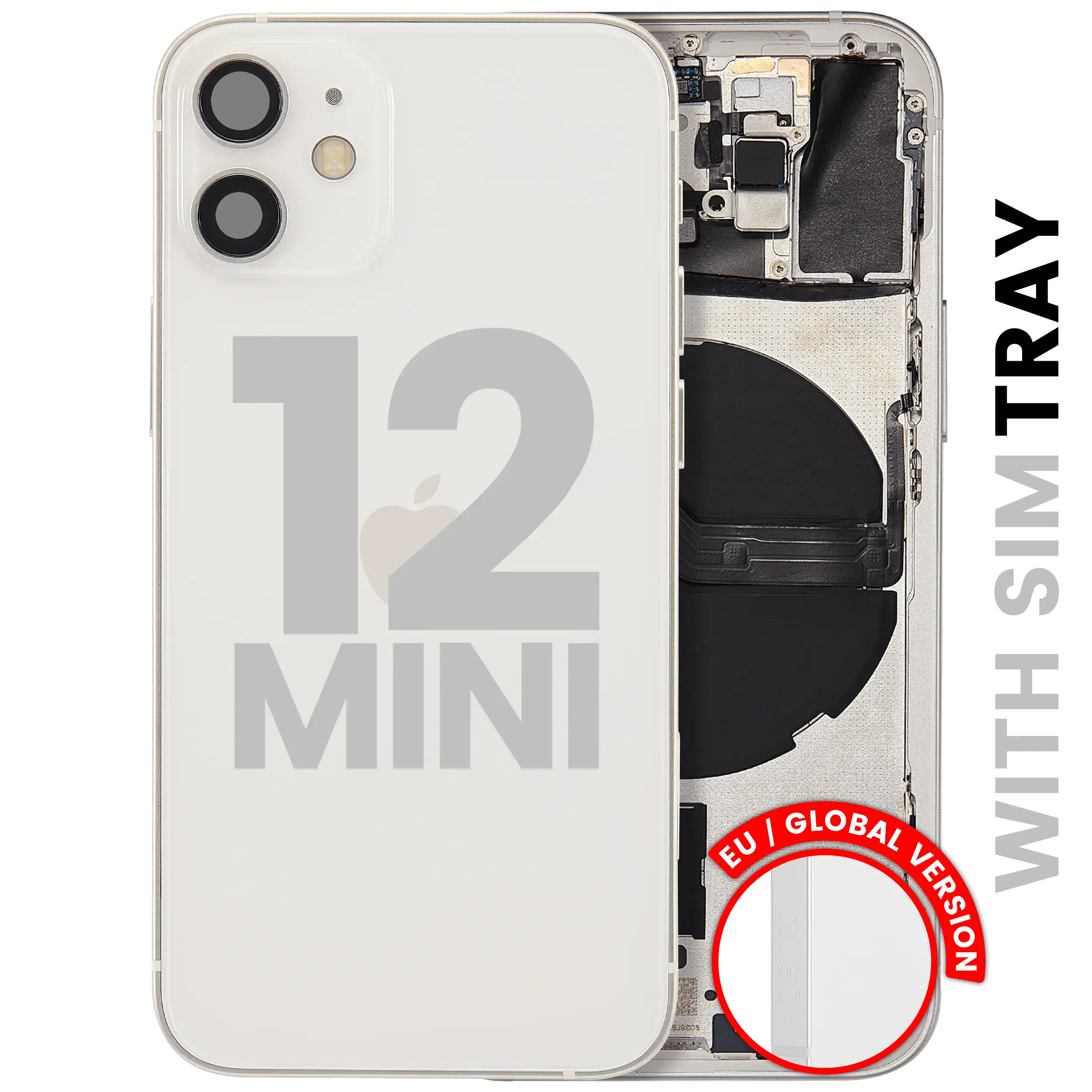 Rückgehäuse mit Kleinteilen für iPhone 12 Mini (EU / globale Version) (ausgebautes Originalteil: Grade C) (White (Weiß)) – Bild 3