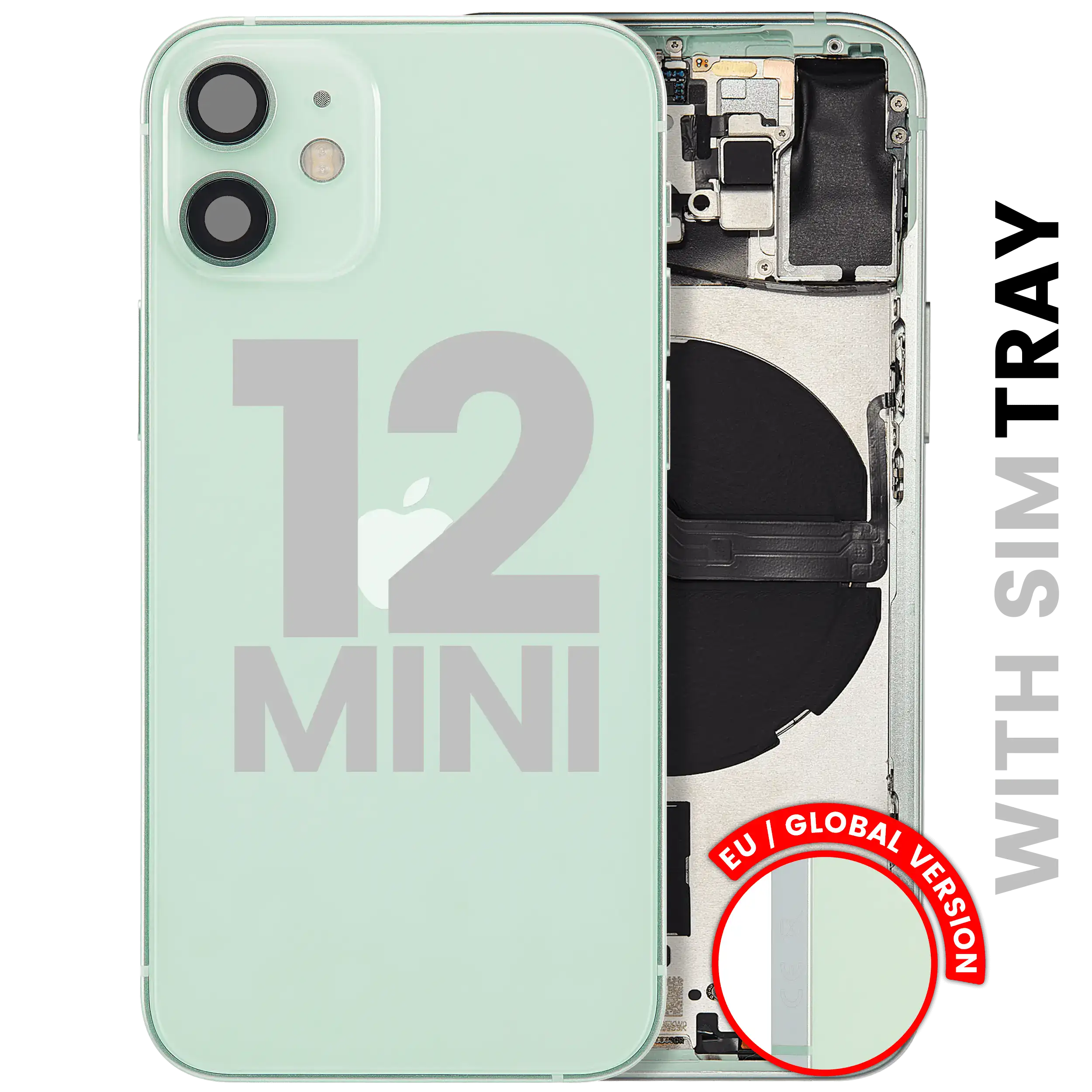 Rückgehäuse mit Kleinteilen für iPhone 12 Mini (EU / globale Version) (ausgebautes Originalteil: Grade C) (White (Weiß)) – Bild 4