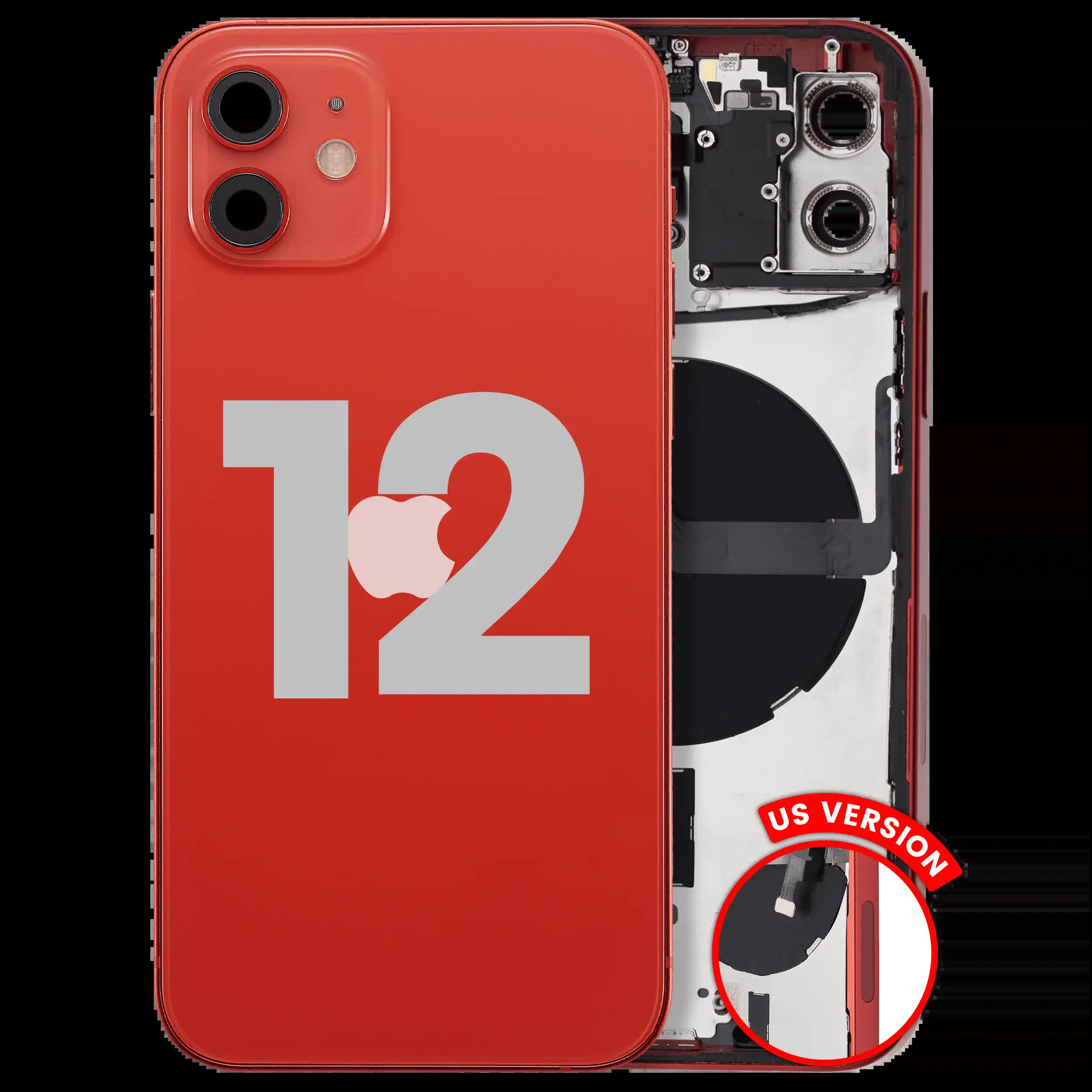 Rückgehäuse mit Kleinteilen für iPhone 12 (US-Version) (ausgebautes Originalteil: Grade A) (Red (Rot))