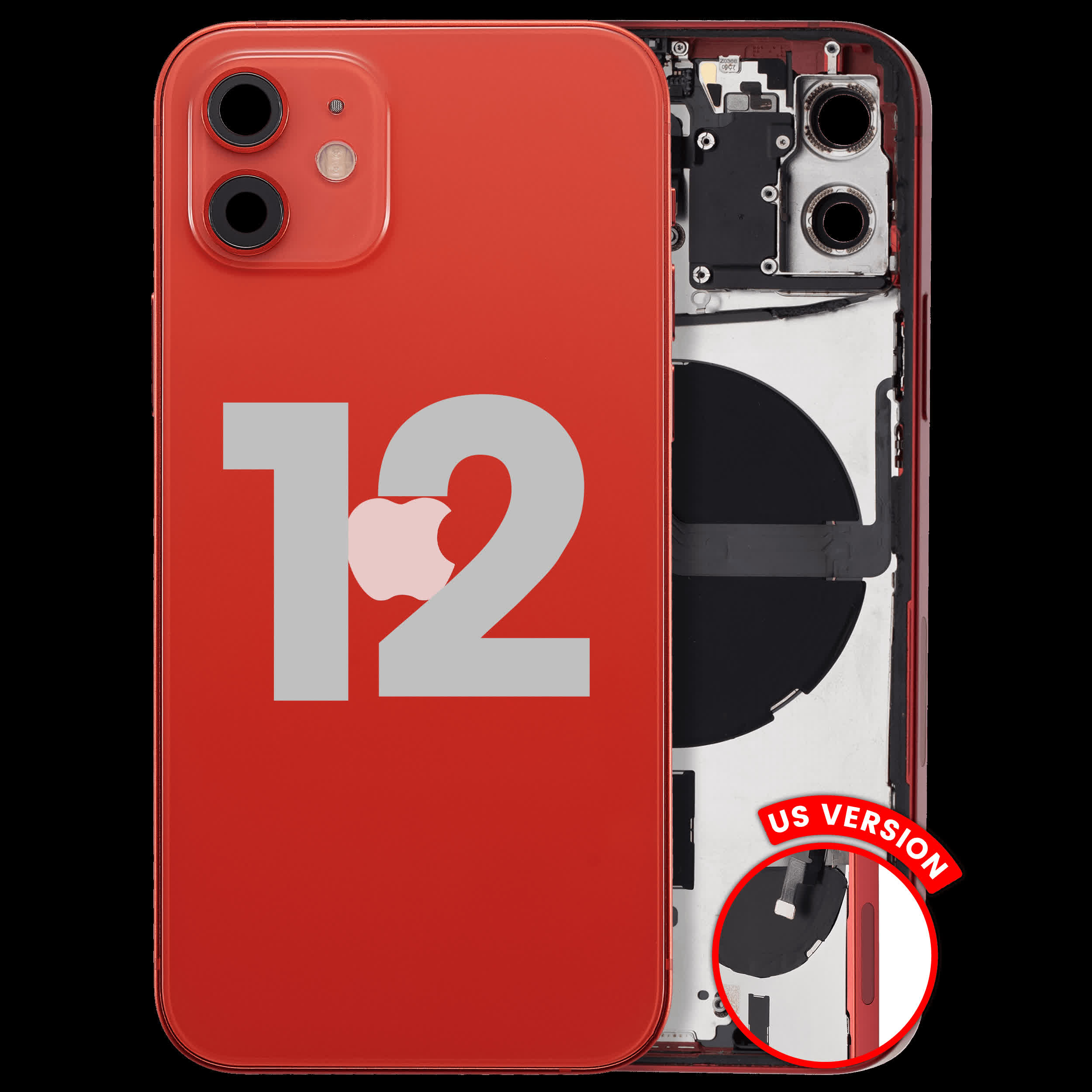 Rückgehäuse mit Kleinteilen für iPhone 12 (US-Version) (ausgebautes Originalteil: Grade B) (Red (Rot))