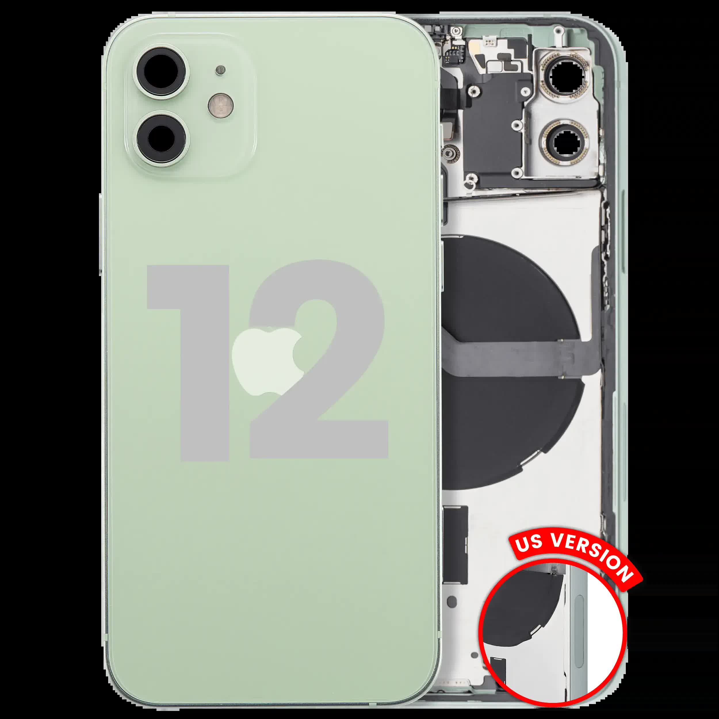 Rückgehäuse mit Kleinteilen für iPhone 12 (US-Version) (ausgebautes Originalteil: Grade B) (Green (Grün))