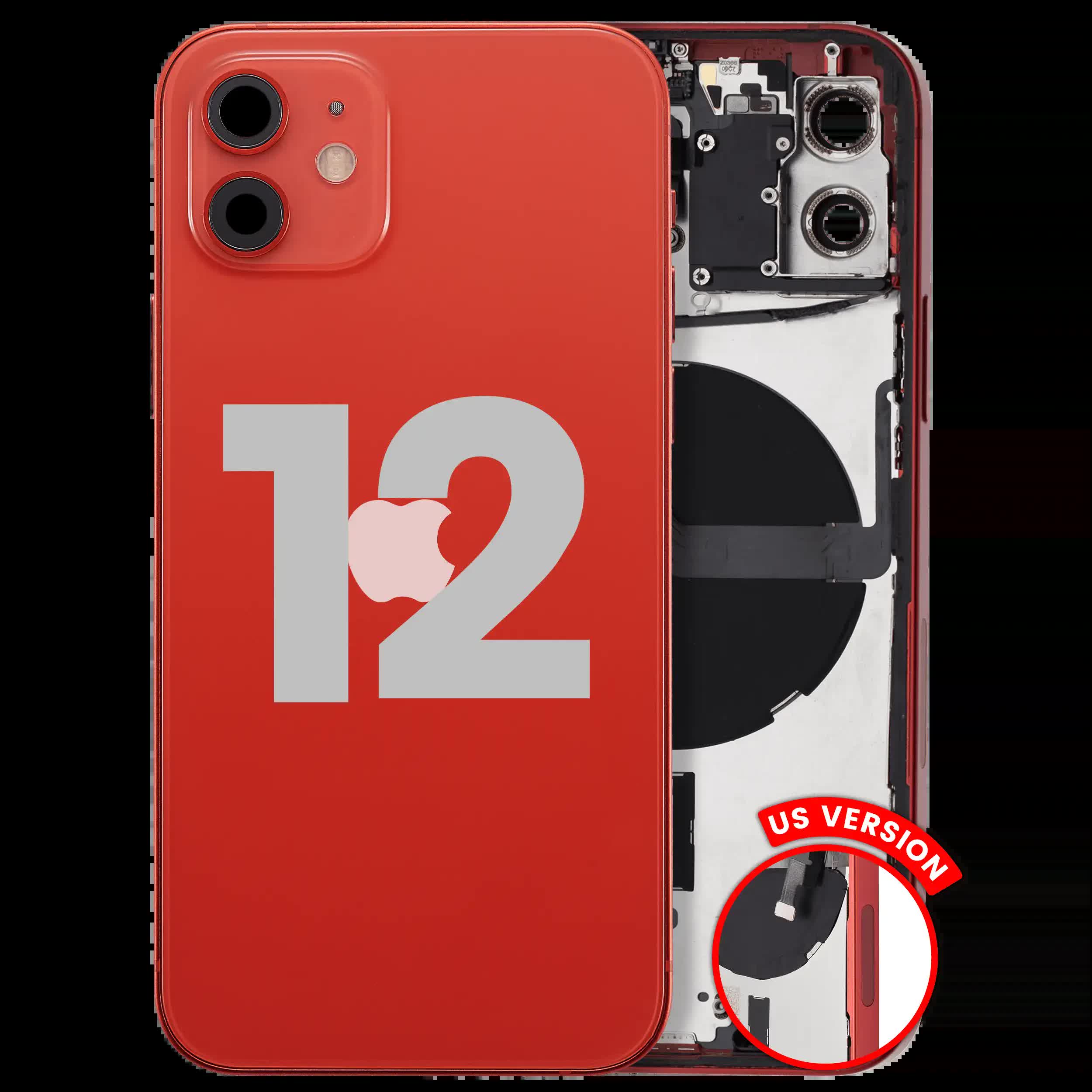 Rückgehäuse mit Kleinteilen für iPhone 12 (US-Version) (ausgebautes Originalteil: Grade C) (Red (Rot))