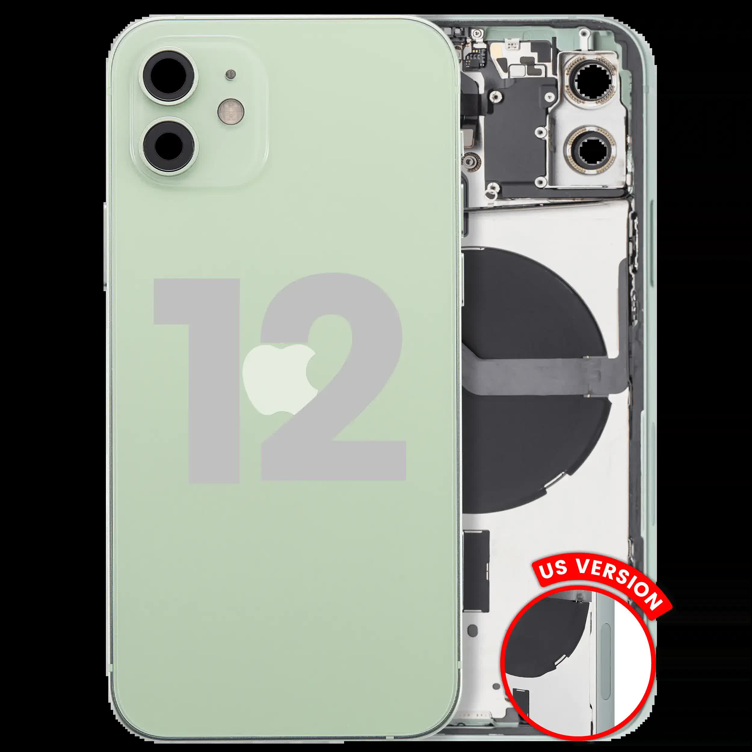 Rückgehäuse mit Kleinteilen für iPhone 12 (US-Version) (ausgebautes Originalteil: Grade C) (Green (Grün))